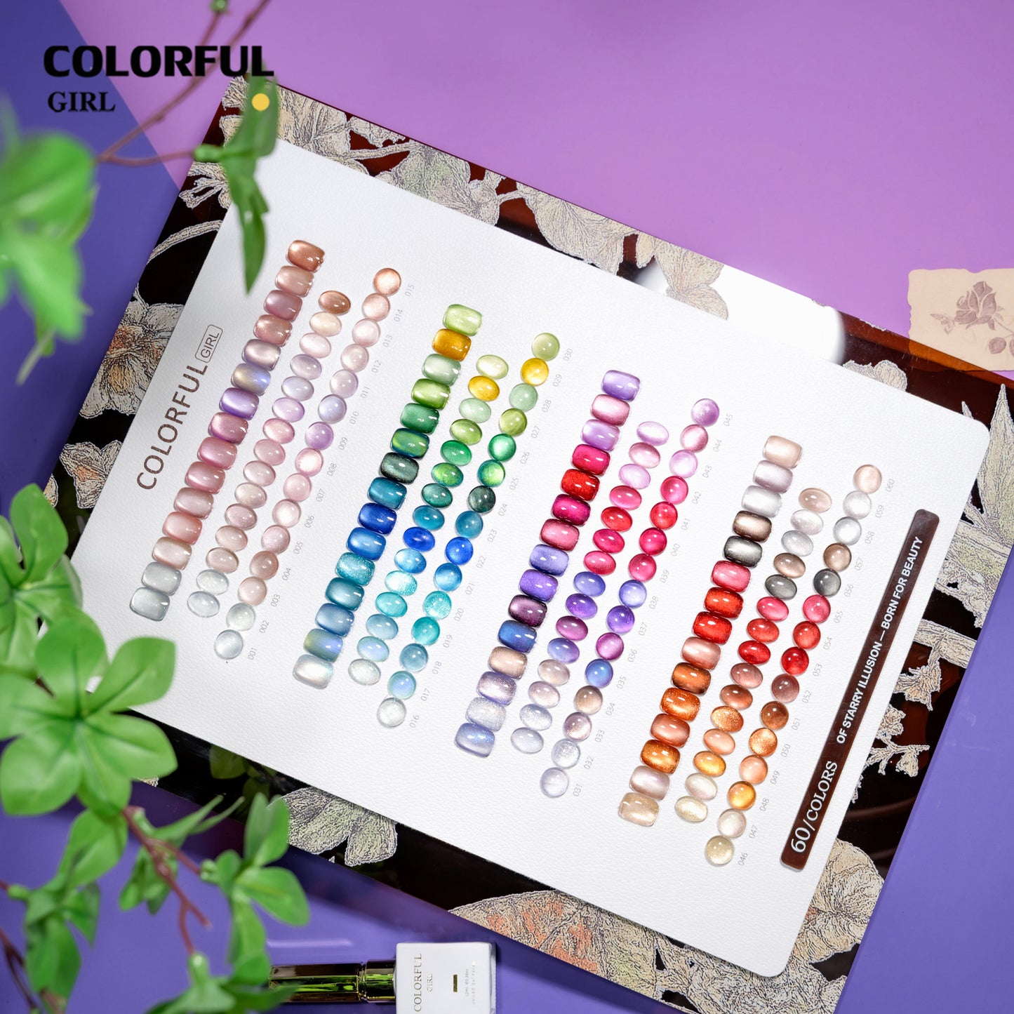 COLORFUL GIRL 60 สี ✨ สีเจลแคทอายเนื้อซาติน + สีเจลแคทอายลูกแก้ว  สีสวยแน่นชัด ติดทนนาน ฟรีชาร์ทสี