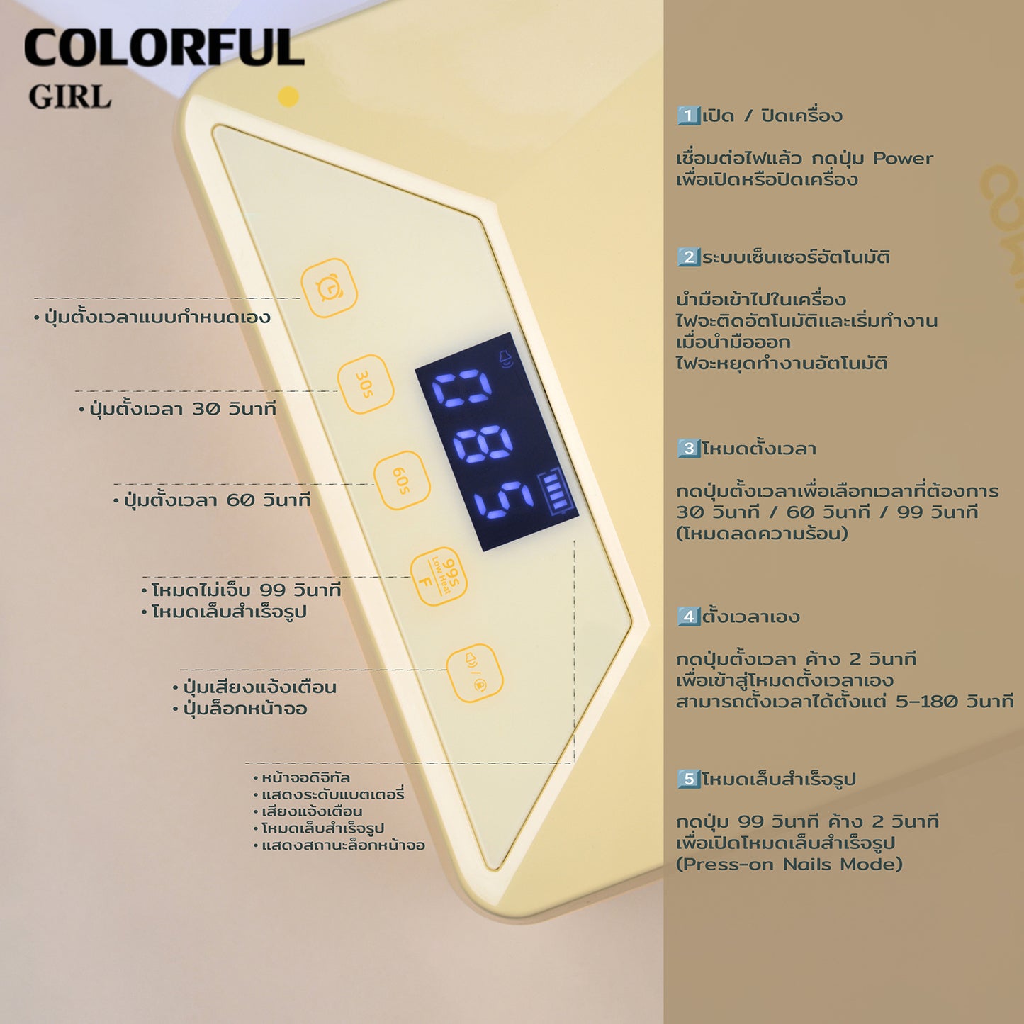 💖MIMOO โคมไฟอบเล็บเจล 78W + โคมไฟมือถือ 8W UV/LED แห้งไว 360° ไม่มีจุดอับ เซ็นเซอร์อัตโนมัติ | โหมดไม่เจ็บ | ใช้ได้ทั้งมือ/เท้า มี 3 สี | รุ่นเสียบปลั๊ก / รุ่นชาร์จไฟ