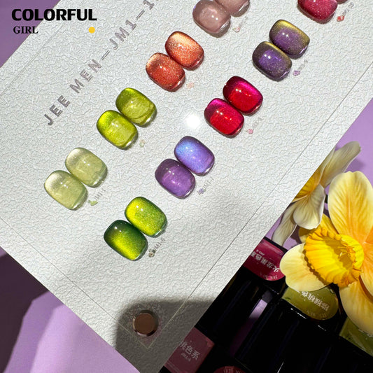 【พร้อมส่ง】VENDEENI JM01 10สี สีเจลแคทอายเนื้อซาติน+สีเจลแคทอาย  10สี    สีลูกแก้ว ฟรีชาร์ทสี Cat eye  10สี  (แถม ชาร์ทสี ทามาให้แล้ว) เจลหินอ่อนโทนผลไม้ ผิวซาตินนุ่มละมุน สีหวานละไมสุดหรู