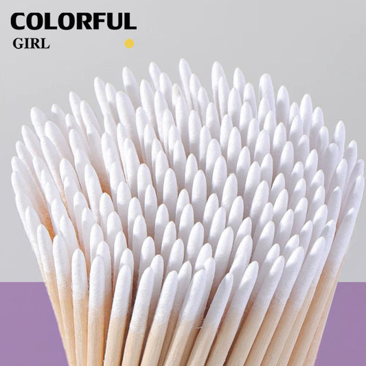 【พร้อมส่ง100 ชิ้นทิ้งเล็บป้องกันการรั่วไหลกาวไม้ Cotton Buds Sticks al เครื่องมือทําความสะอาดใหม่