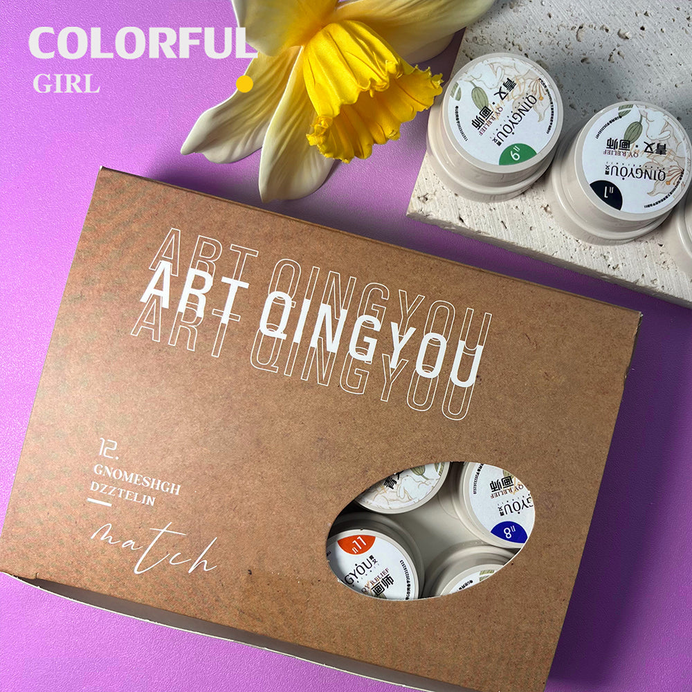 QINGYOU สีเจลเพนท์เล็บ เพนท์ง่าย ติดทนนาน เซท 12 สี คุณภาพดี ใช้สำหรับเพ้นท์โดยเฉพาะ