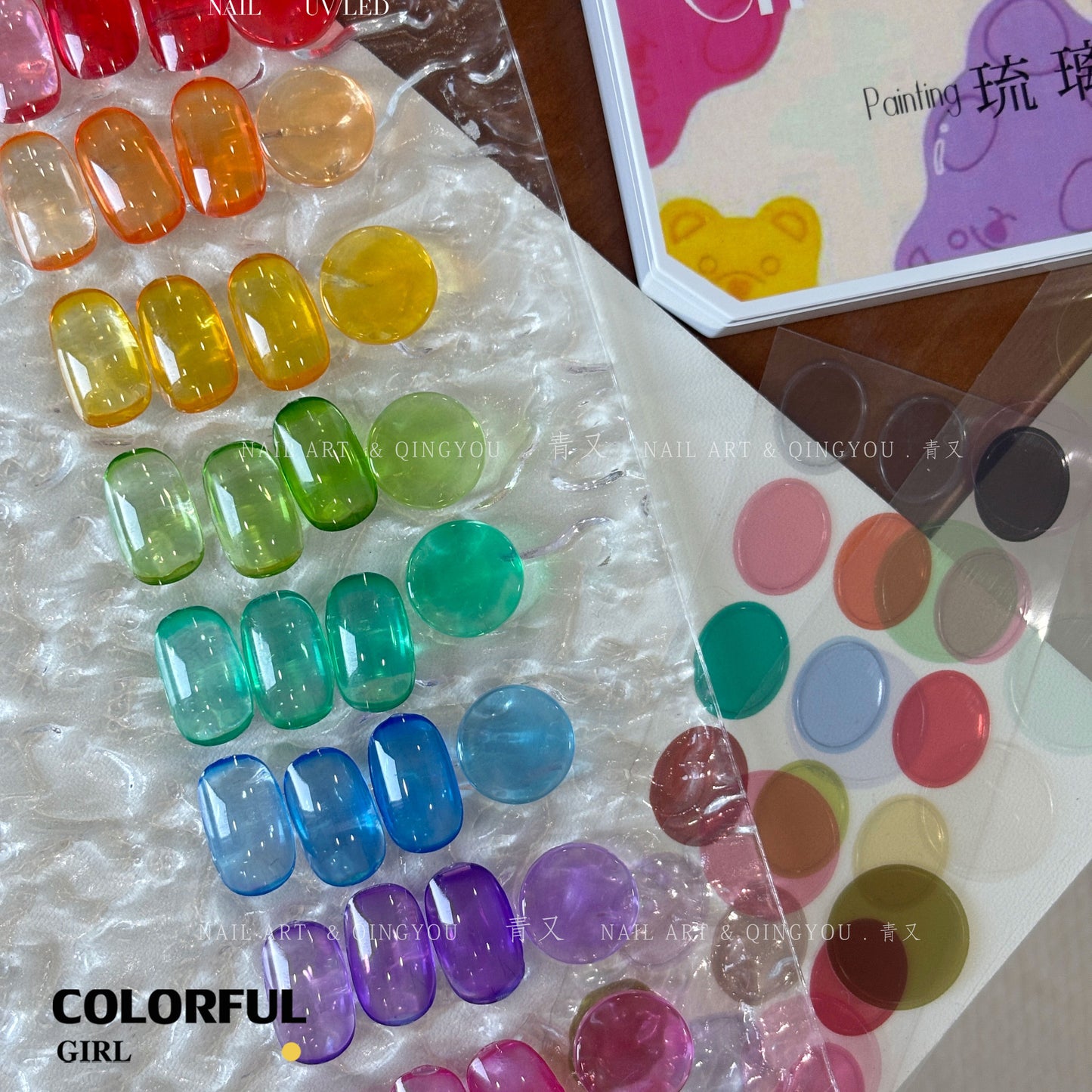 ✨พร้อมส่ง✨QINGYOU  สีเจลไซรัป  Solid Pat Gel 9-square series  ยาทาเล็บ Pat กาว Delicate หนาสูง Saturation Blooming Gradient No-Wash ยาทาเล็บ 9 Grid Series