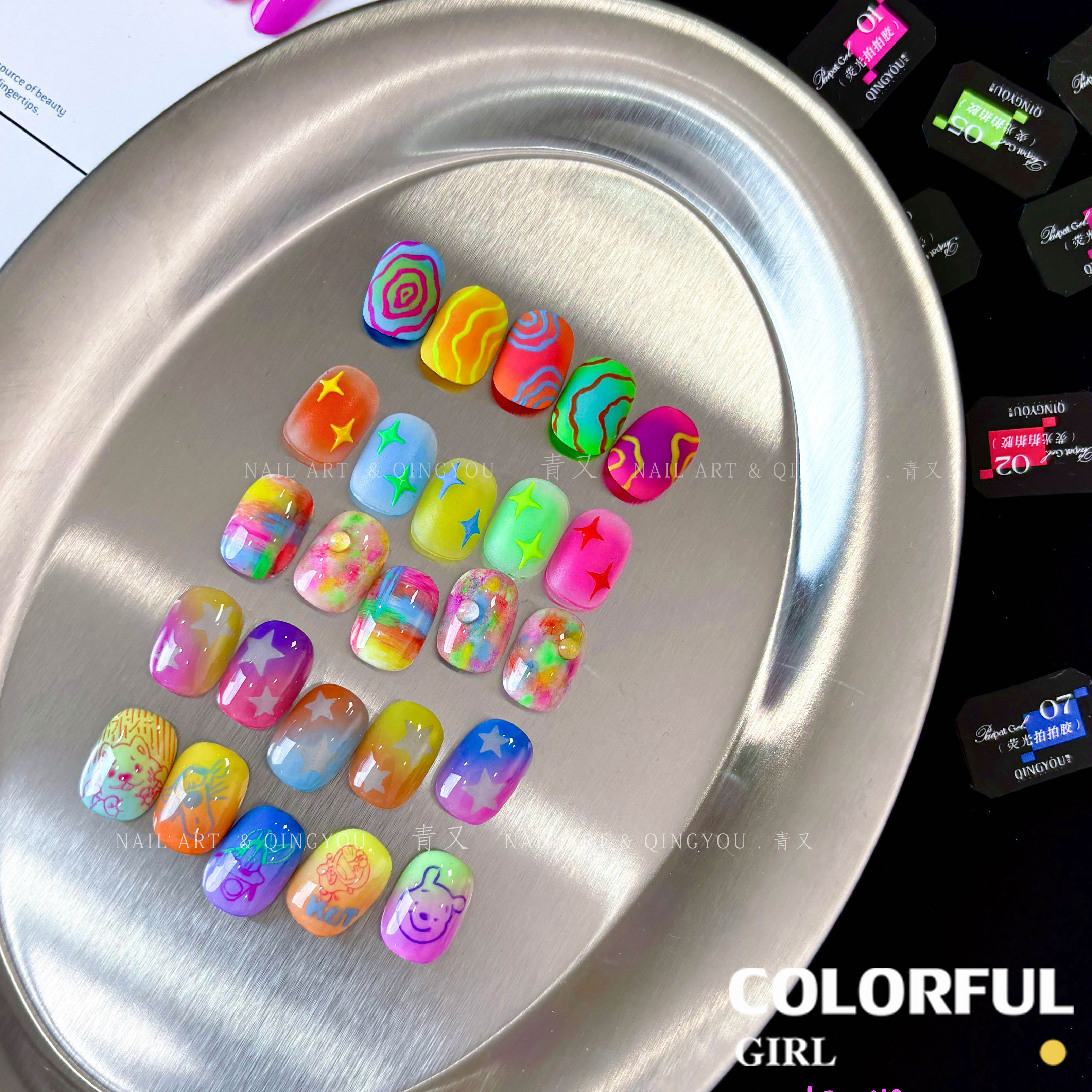 QINGYOU เล็บเจล 1 ชิ้น สีไล่เฉด ใหม่Solid Pat Gel 12-square series  ยาทาเล็บ, กาวทาสี, ยาทาเล็บสีทึบ