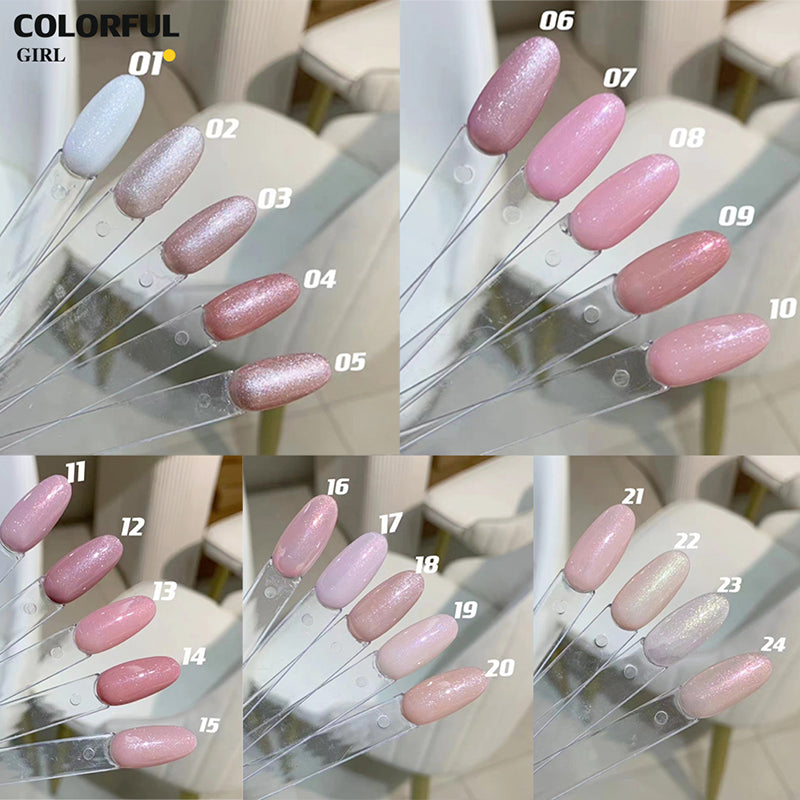 【พร้อมส่ง】สีเจล เซ็ท 24 สี JIAO YAN SHE สีเจลชิมเมอร์ 24 สีโทนชมพู แถมชาร์ทอะคริลิคสำเร็จรูป