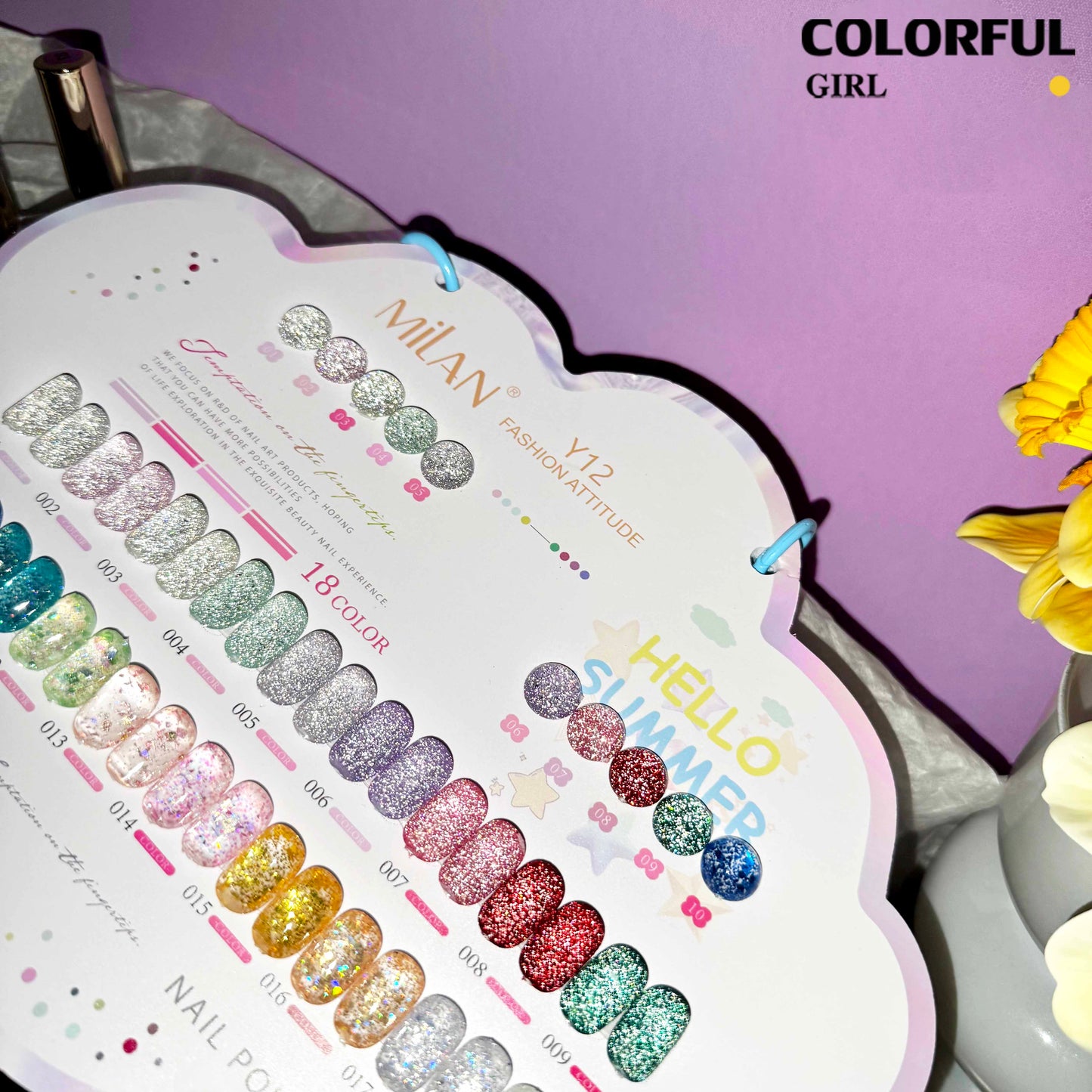 【พร้อมส่ง】💅MILAN  สีเจลแฟลช +สีเจลกลิซเตอร์ 18 สี✨ เนื้อเจลวิ้งละเอียด สีแน่น เงางาม ติดทนนาน แถมชาร์ทสี💎