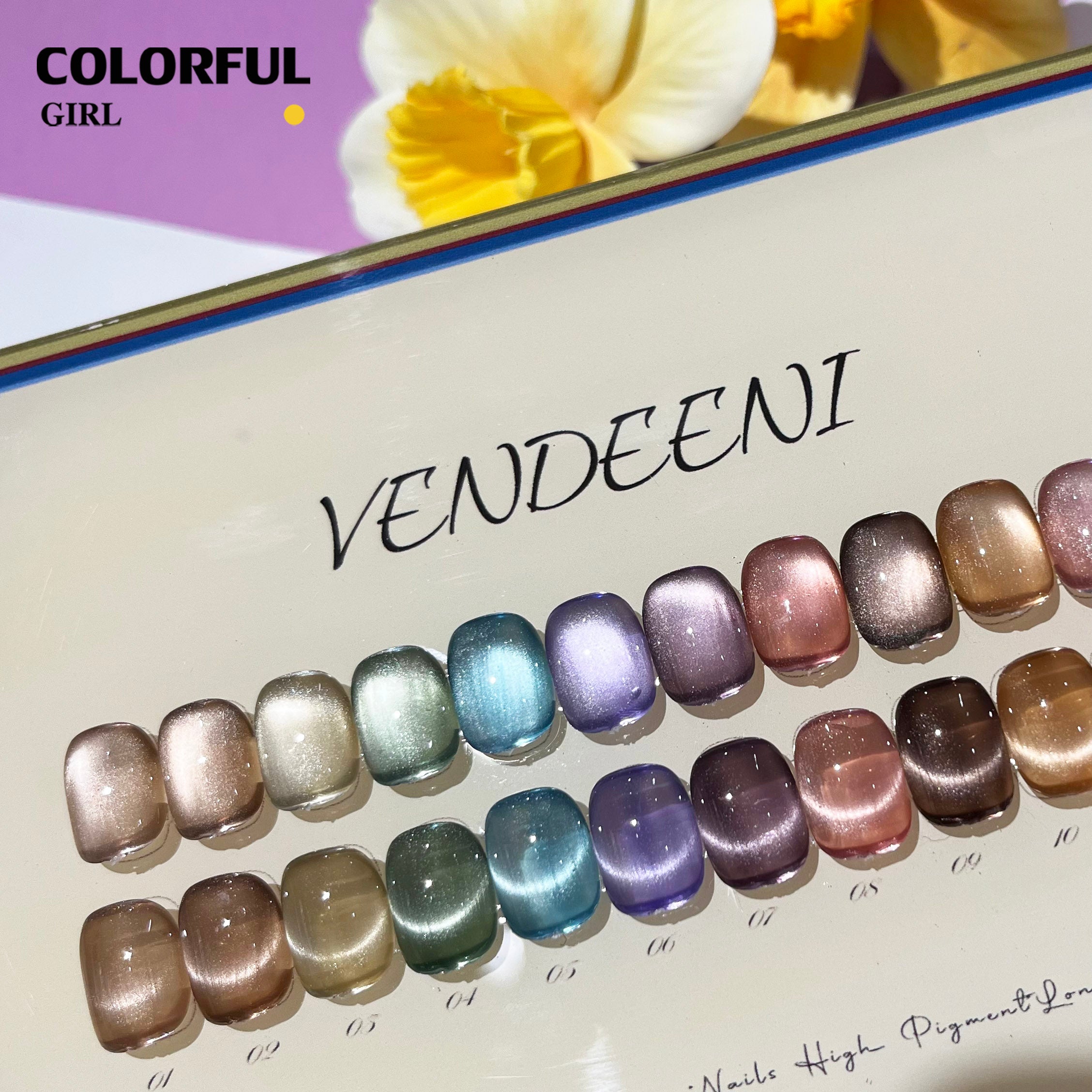VENDEENI  แคทอายเนื้อซาติน 12สี สี  แถมฟรีชาร์ทสี ✨