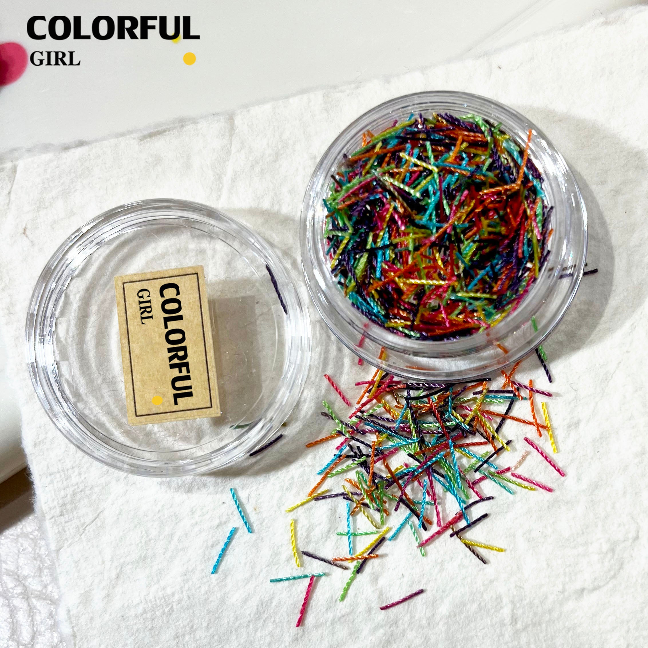 FUN BEADS สไตล์เกาหลี อะไหล่แต่งเล็บ หลากสี แบบกระปุก