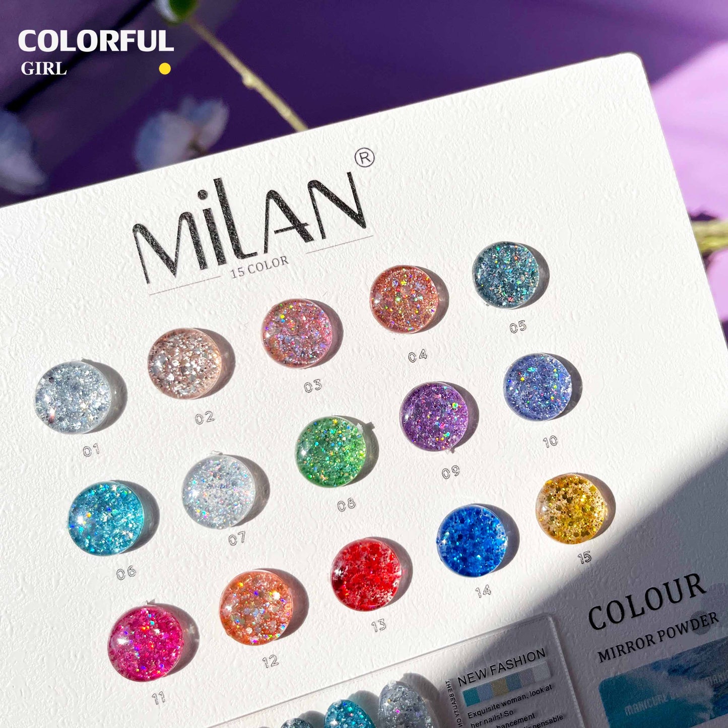 【พร้อมส่ง】MILAN 15สี  สีเจล สีเจลแฟลช15สี สีเจลกลิซเตอร์  แถม ชาร์ทสี