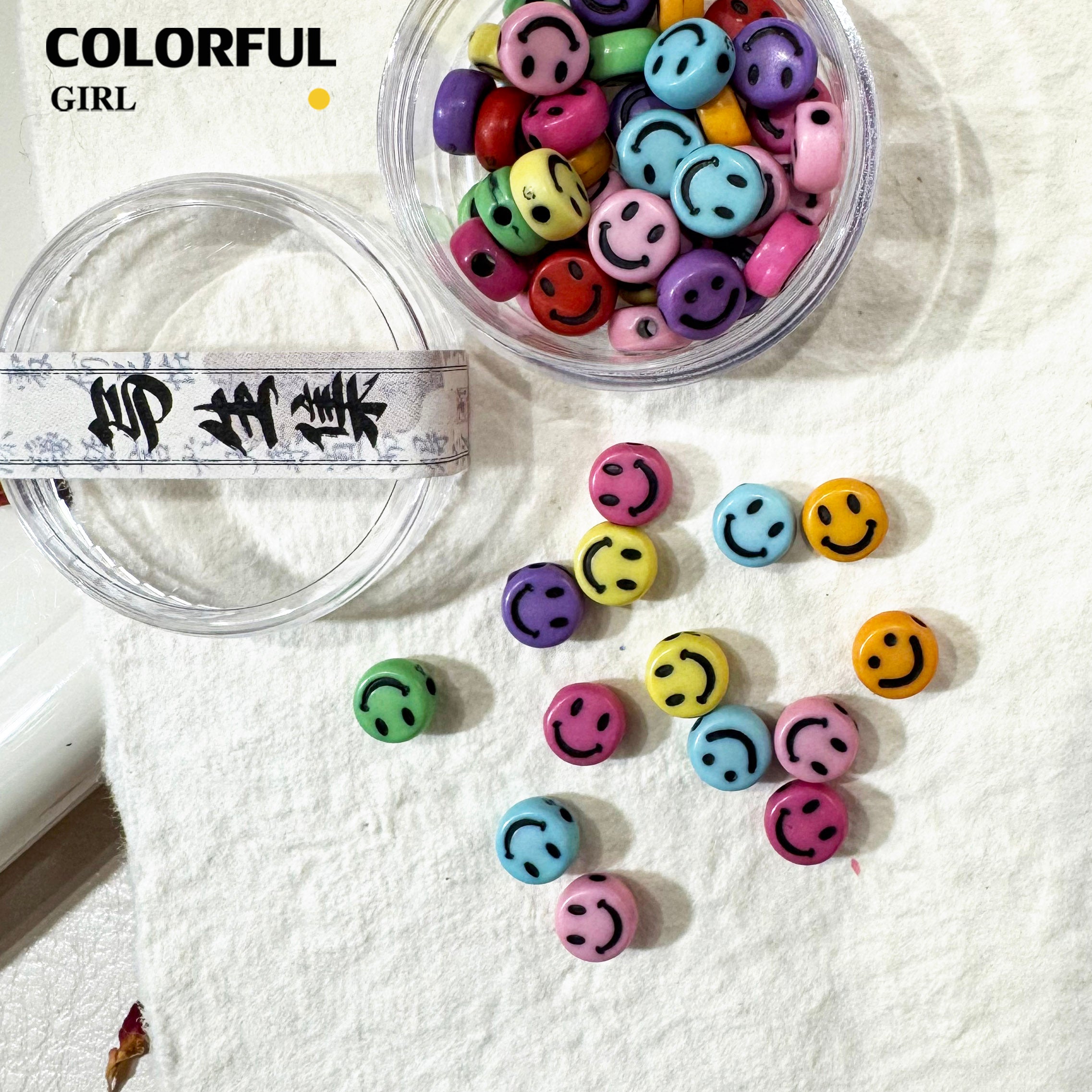 FUN BEADS สไตล์เกาหลี อะไหล่แต่งเล็บ หลากสี แบบกระปุก