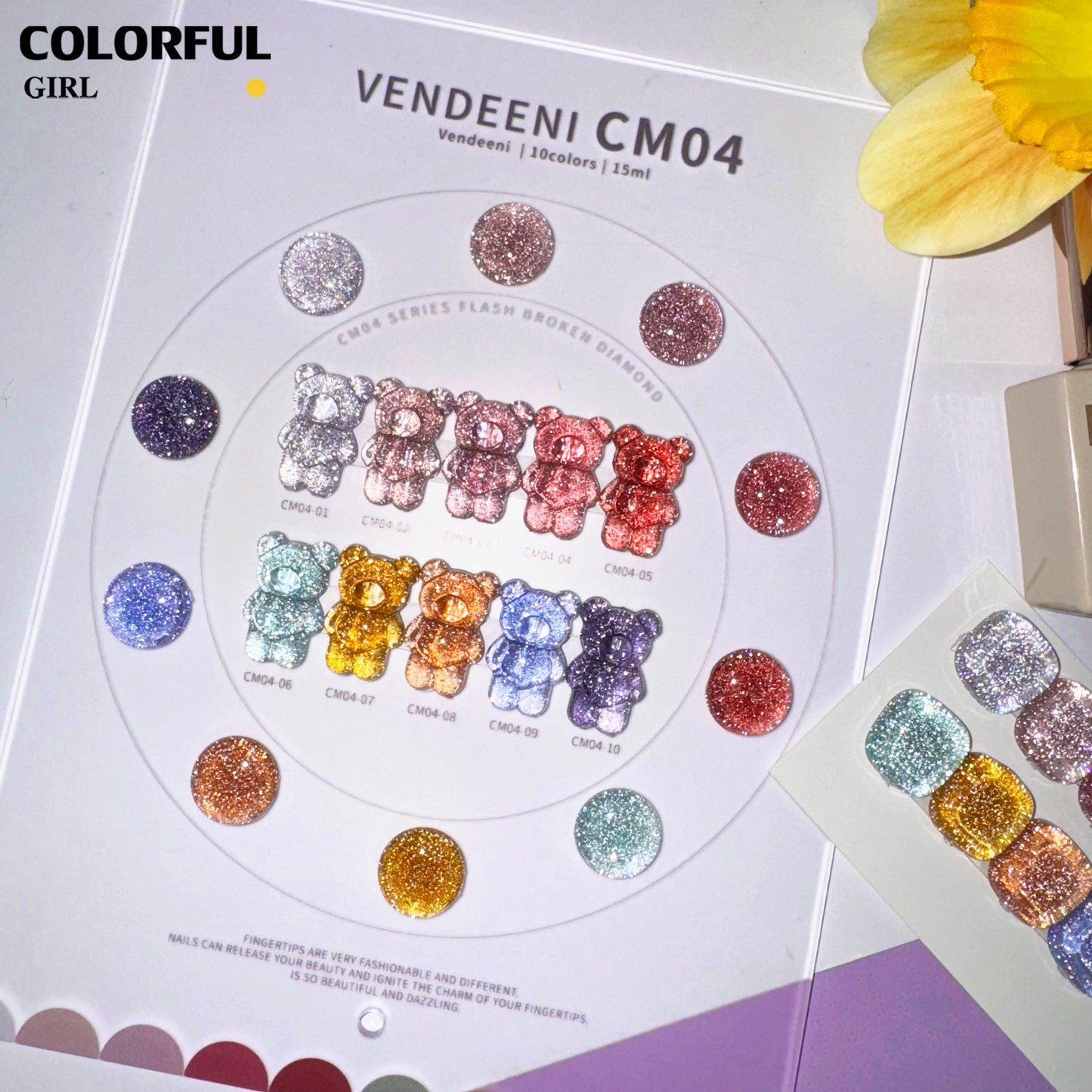 【พร้อมส่ง】VENDEENI   สีเจลแฟลช 10สี (《VENDEENI CM04》)สีเจลทาเล็บ สี แถม ชาร์ทสี ยาทาเล็บเจล  ชุดสี 10สี + ฟรีชาร์ทสี