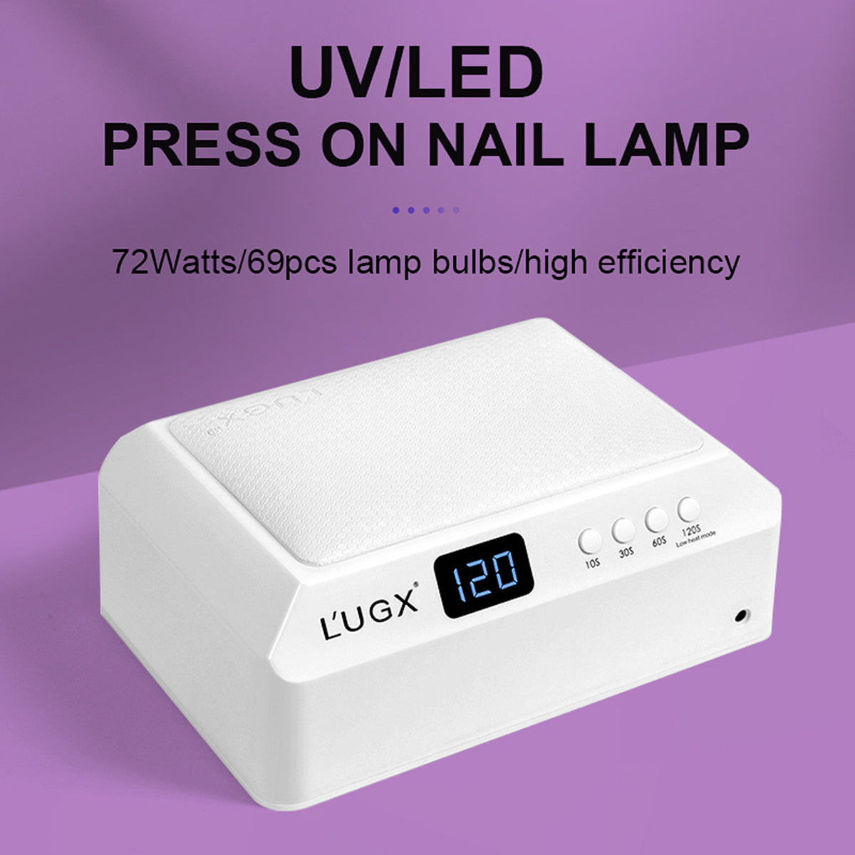 เครื่องอบเล็บเจล L’UGX 72 วัตต์ รุ่นLG-205 รุ่น มีเบาะรองมือในตัว  ไฟ 69 ดวงแห้งไว ไฟถนอมผิว มือไม่ดำค่า (ถอดถาดฐานออกได้)