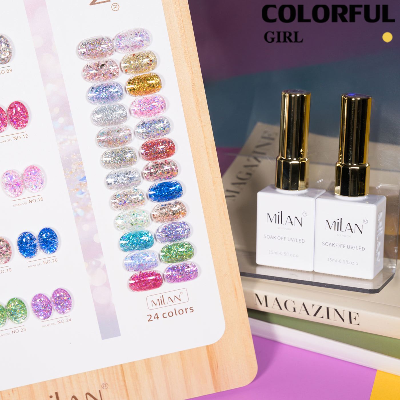 เจลเล็บ MILAN 24 สี | สีเจลกลิตเตอร์วิบวับจัดเต็ม | วิ้งกระแทกตา เล่นแสงสุดปัง | ทาแล้วดูแพงทันที 💎(ทามาให้แล้ว พร้อมใช้งาน) สีเจลกลิตเตอร์เนื้อแน่น |