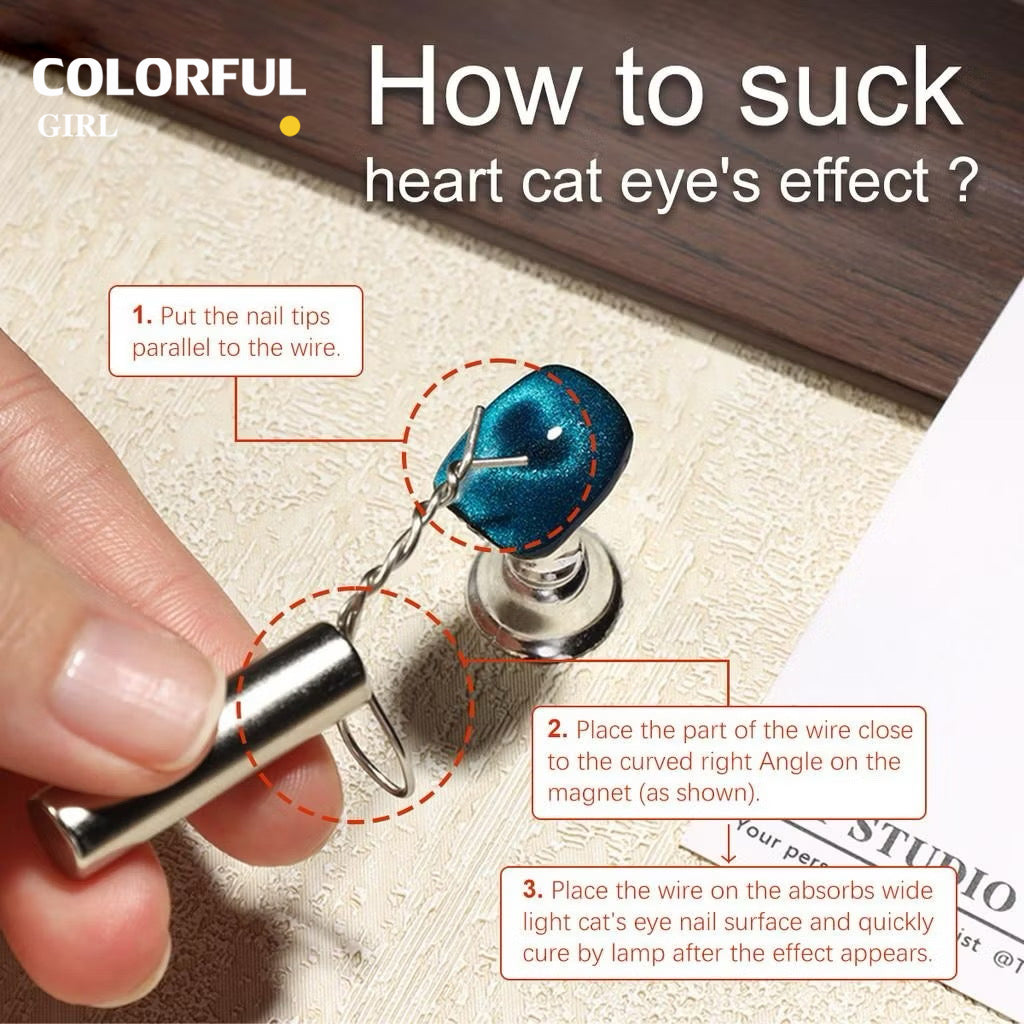 ✨พร้อมส่ง✨ลวดดึงสีลูกแก้วลายหัวใจ Cat Eye เล็บแม่เหล็กชุดยืดหยุ่นลวดเหล็กสําหรับ Creating Heart & Ingot รูปร่างบนเล็บเล็บเครื่องมือ