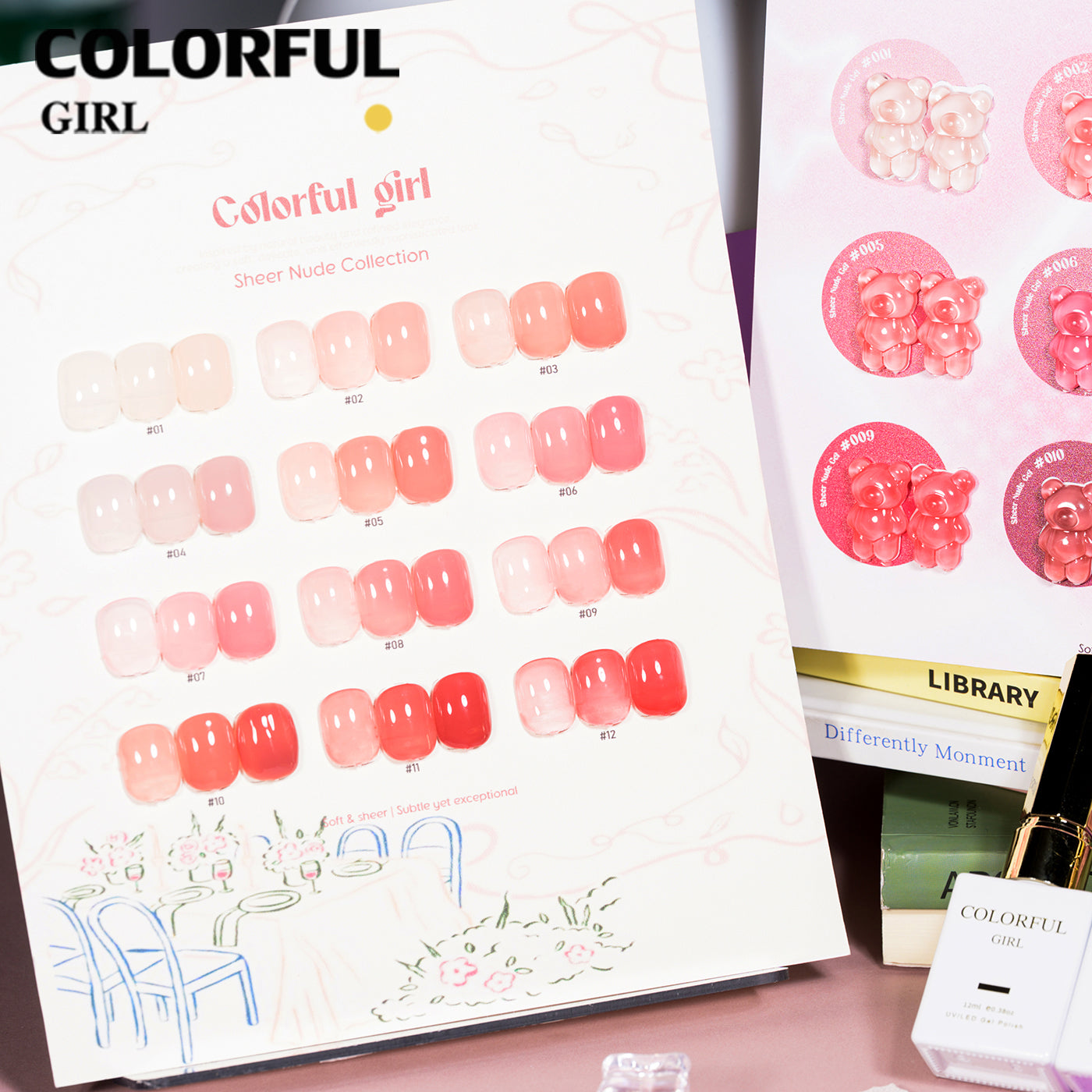 【พร้อมส่ง】💅 สีทาเล็บเจล Colorful Girl ✦ เซต 12 สี ✦ โทนชมพู Ice Peach หวานละมุน ✦ แถมฟรีชาร์ตสี 💖ซีรีส์ Sweet Nude Pink
