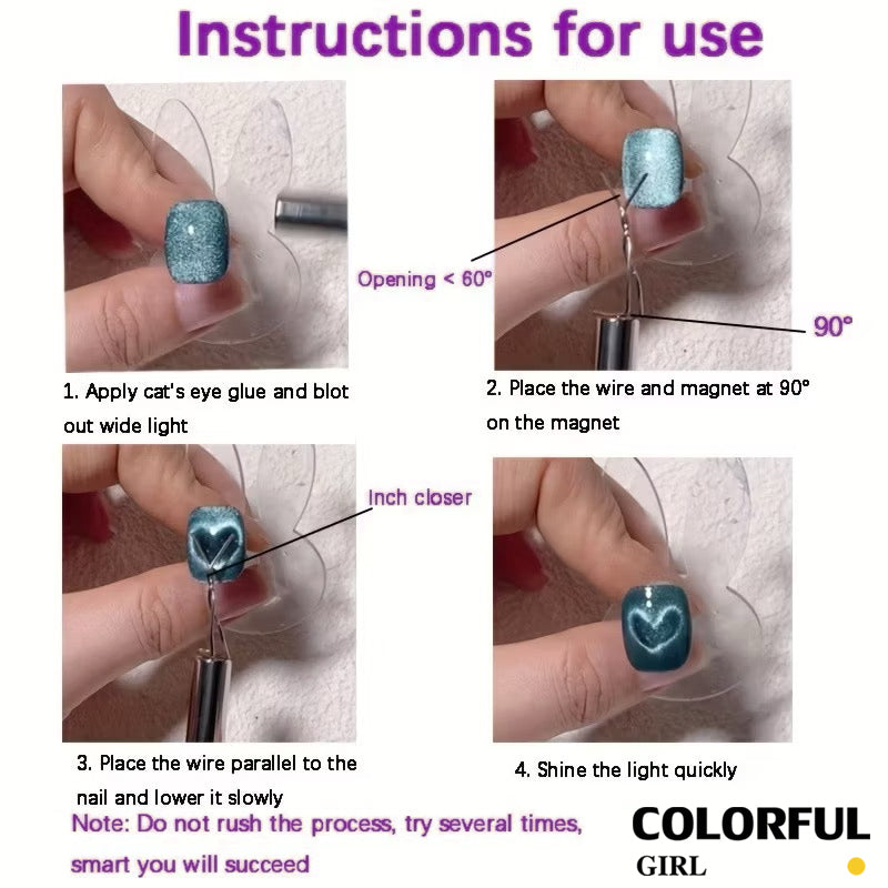 ✨พร้อมส่ง✨ลวดดึงสีลูกแก้วลายหัวใจ Cat Eye เล็บแม่เหล็กชุดยืดหยุ่นลวดเหล็กสําหรับ Creating Heart & Ingot รูปร่างบนเล็บเล็บเครื่องมือ