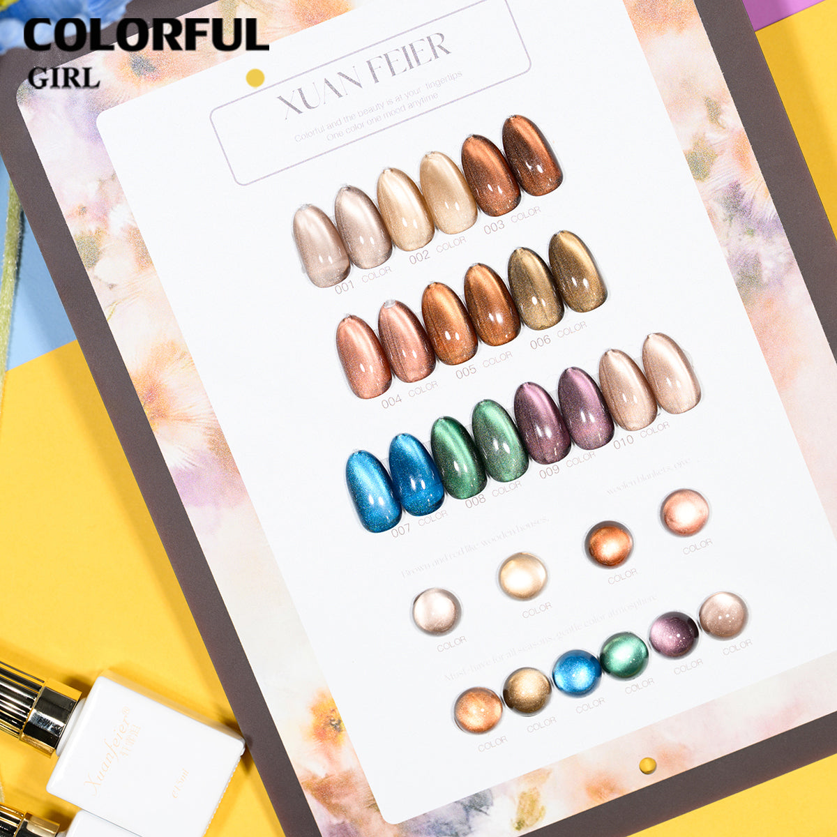 XUANFEIER สีลูกแก้ว 10 สี | สุดพรีเมียม สีเด่นชัด  ฟรีชาร์ทสี
