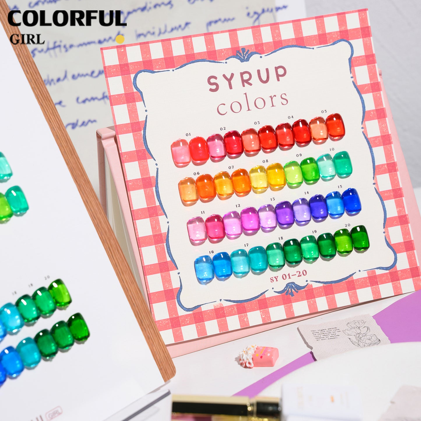 【พร้อมส่ง】COLORFUL GIRL สีเจลไซรัป 20 สี เนื้อสีใสชัด โปร่งแสง เม็ดสีแน่น สีสดชัด โทนสีลูกกวาด โทนสะอาด น่ารัก สบายตา เหมาะสำหรับร้านทำเล็บ (ทามาให้แล้ว พร้อมใช้งาน)