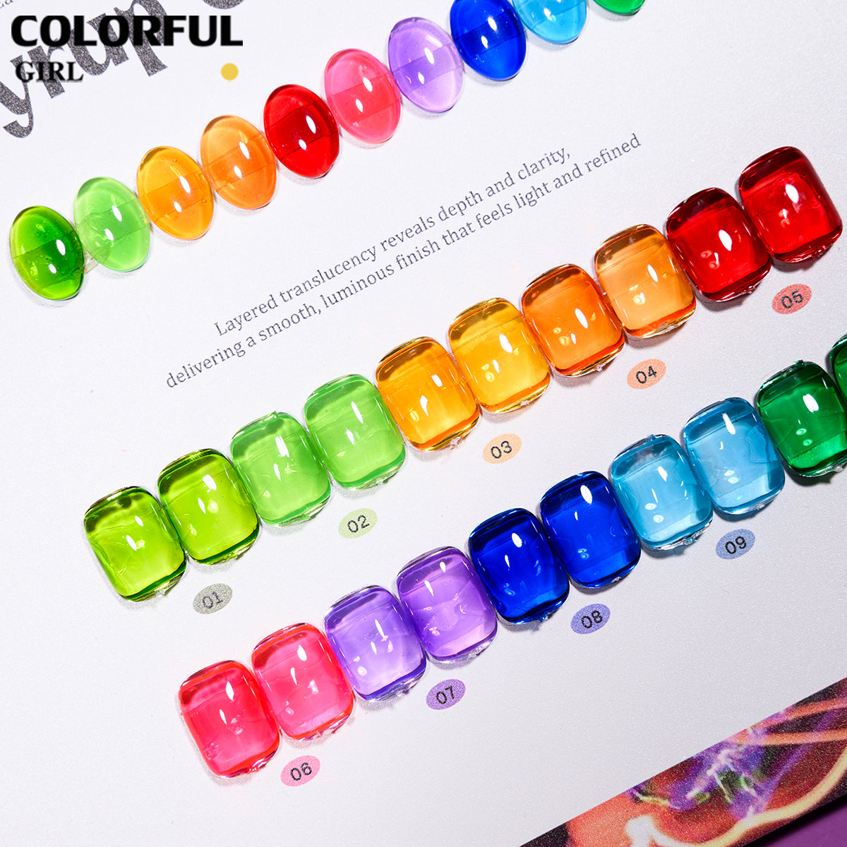 COLORFUL GIRL Top Coat เรืองแสง｜1 ขวดใช้ได้กับทุกสี｜ ขนาด 12 มล.