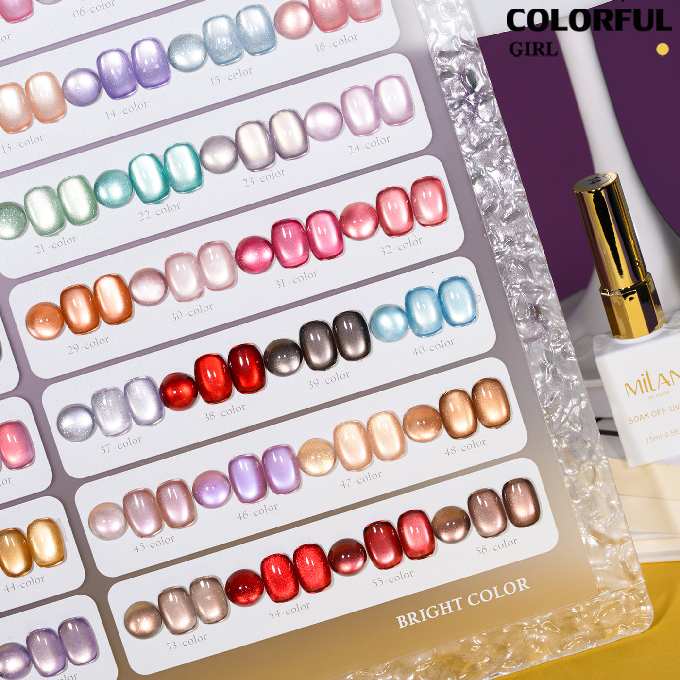 เจลเล็บ MILAN Cat Eye 56 สี | รวมโทนสีครบเซ็ต | นู้ด/สีสด/โฮโลแกรม/โทนเข้ม | เซ็ตเดียวครบทุกสไตล์ เจลตาแมว + สีเจลแคทอายเนื้อซาติน  (ทามาให้แล้ว พร้อมใช้งาน)