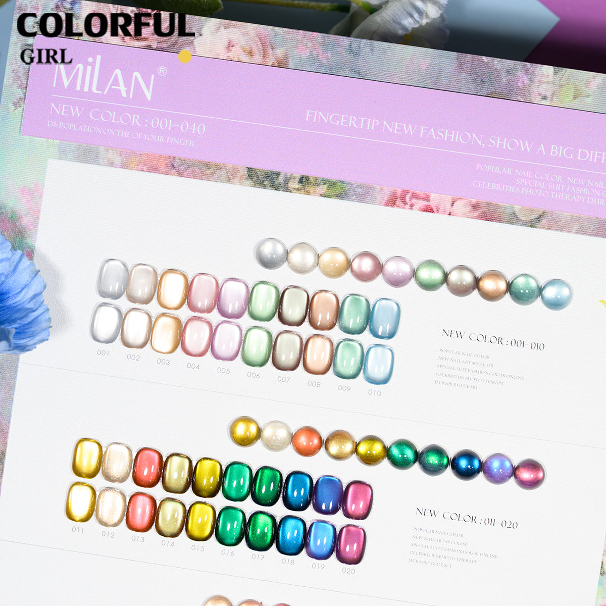 MILAN 40สี เจลแคทอาย + สีเจลแคทอายเนื้อซาติน ฟรีชาร์ทสี