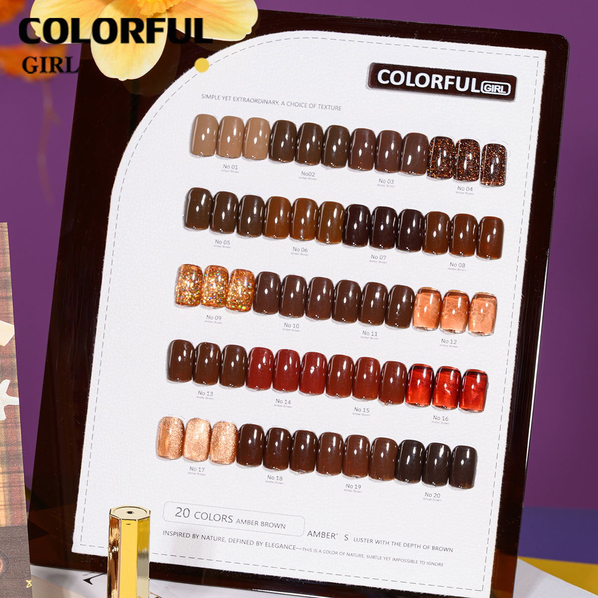 "Colorful Girl โทนสีน้ำตาลนม/มอคค่า ✨ 20 สีครบเซ็ต｜รวมหลายเนื้อเจล (สีพื้น/ไซรัป/แฟลช/แคทอาย) ลุคละมุนหรู ดูเรียบหรูมีสไตล์ 💖 (แถมชาร์ทสี พร้อมใช้งาน)"