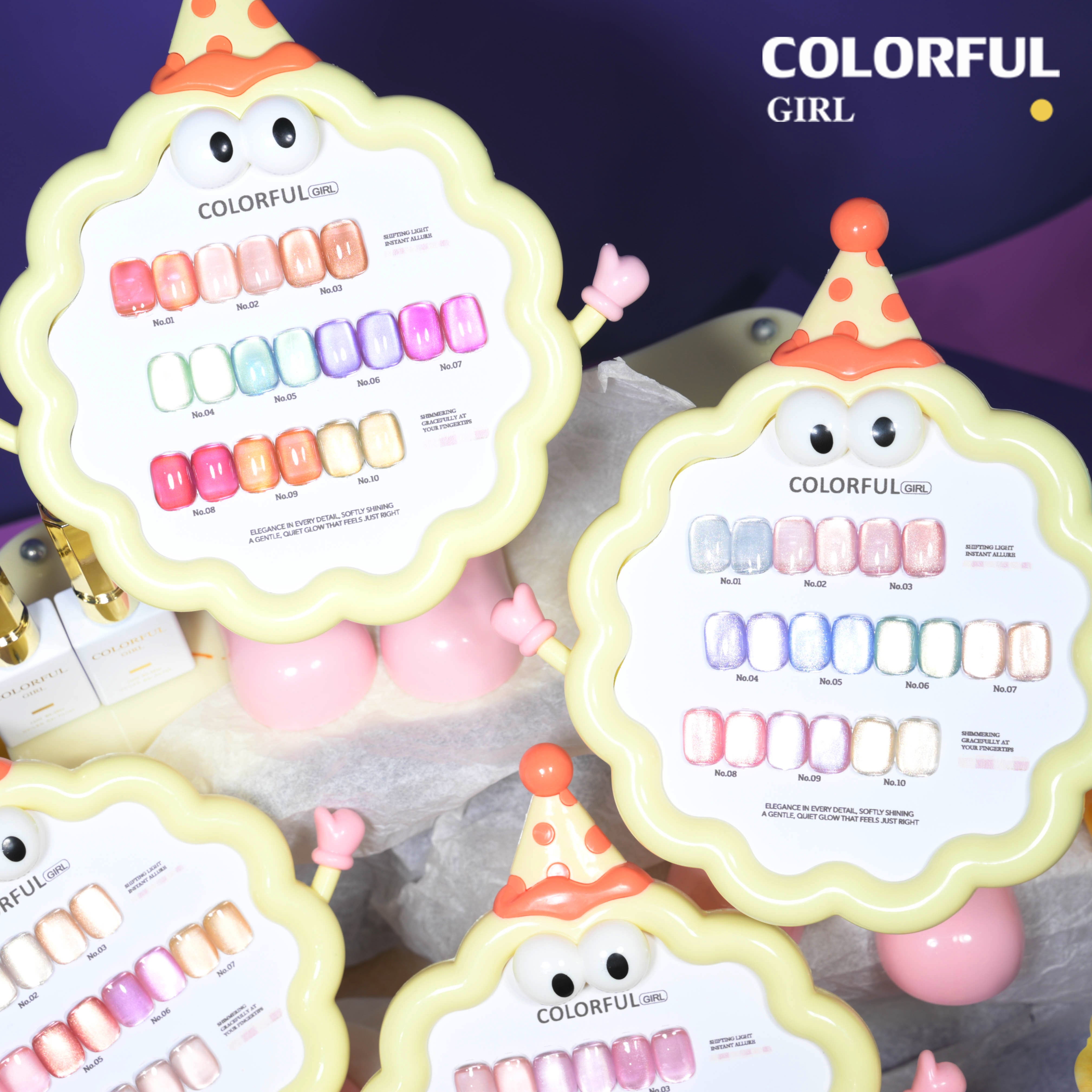 COLORFUL GIRL สีเจลแคทอาย 10 สี ✨ ฟีลซอฟต์มินนี่ลูกกวาดสุดน่ารัก｜เจลลูกแก้วฉ่ำ ๆ แบบเยลลี่｜โทนสีสาวน่ารักสดใส 💛 (ทามาให้แล้ว พร้อมใช้งาน)