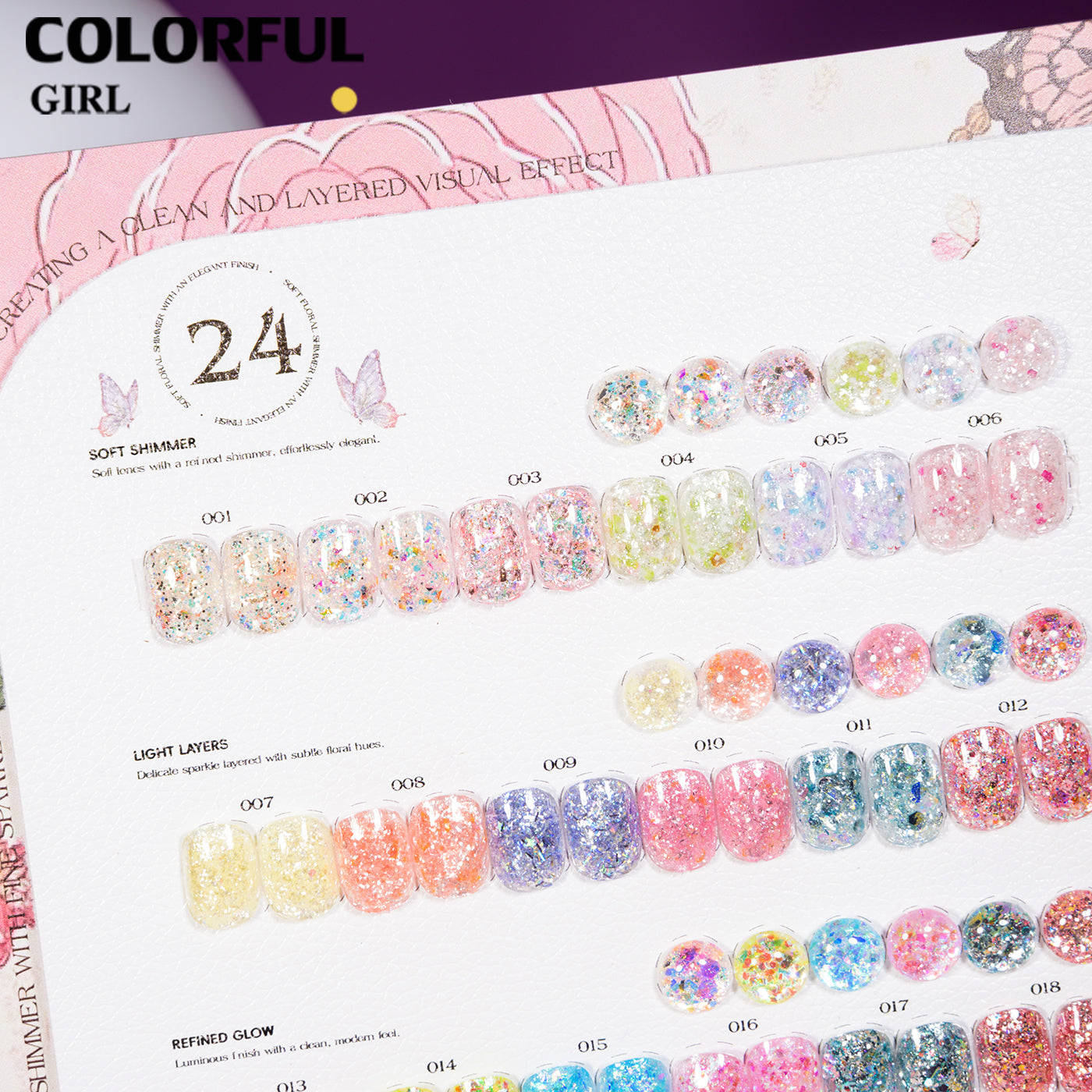 【พร้อมส่ง】เจลเล็บ COLORFUL GIRL 24 สี | สีเจลกลิตเตอร์วิบวับจัดเต็ม |5 กรัม | กลิตเตอร์เนื้อแน่น | แบบกระปุก  วิ้งกระแทกตา เล่นแสงสุดปัง | ทาแล้วดูแพงทันที 💎(ทามาให้แล้ว พร้อมใช้งาน) สีเจลกลิตเตอร์เนื้อแน่น |