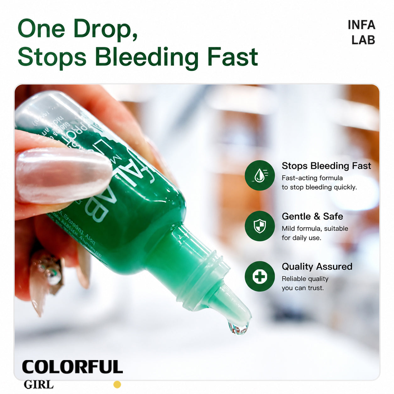 INFA-LAB น้ำยาสำหรับงานทำเล็บ ✨｜ช่วยควบคุมเลือดระหว่างตัดหนังเล็บ｜ใช้กับเล็บขบ / ตัดหนัง / งานทำเล็บ｜ไม่แสบ ใช้งานง่าย｜ของแท้ 100%