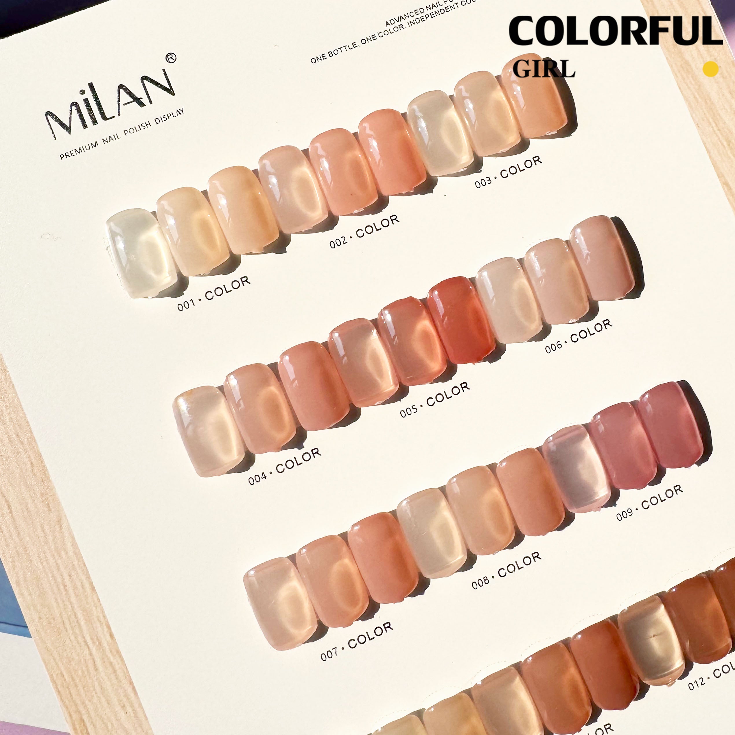MILAN 12 สี สามคอลเลกชัน สีเจลไซรัป โทนชมพู Ice Peach แถมฟรีชาร์ทสี
