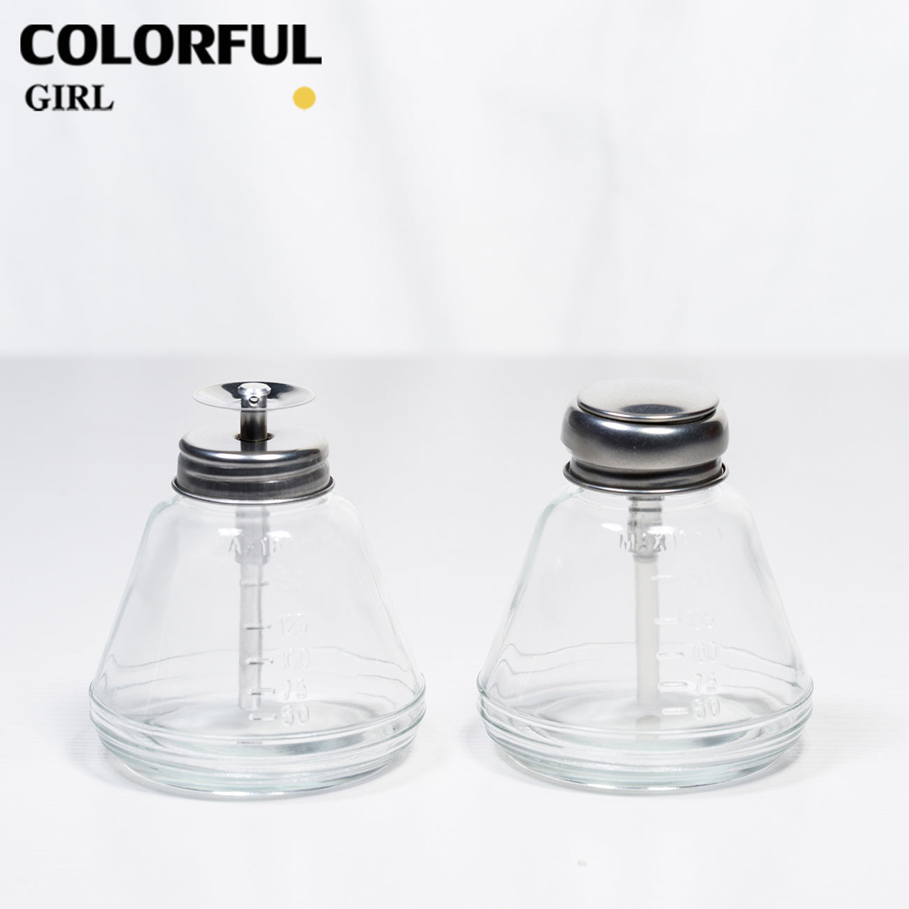 ขวดปั๊มแก้ว 180ml หัวกดสแตนเลส สำหรับน้ำยาล้างเล็บ แอลกอฮอล์ น้ำยาล้างพู่กัน ขวดแบ่งใส่ของเหลว