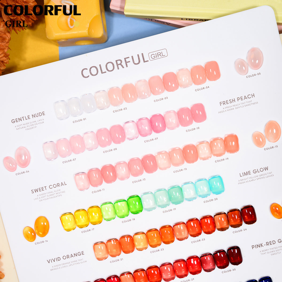 COLORFUL GIRL สีไซรัป 50 สี ✨สีลูกกวาด สีเจลไซรัป โทนชมพู Ice Peach แถมฟรีชาร์จสี