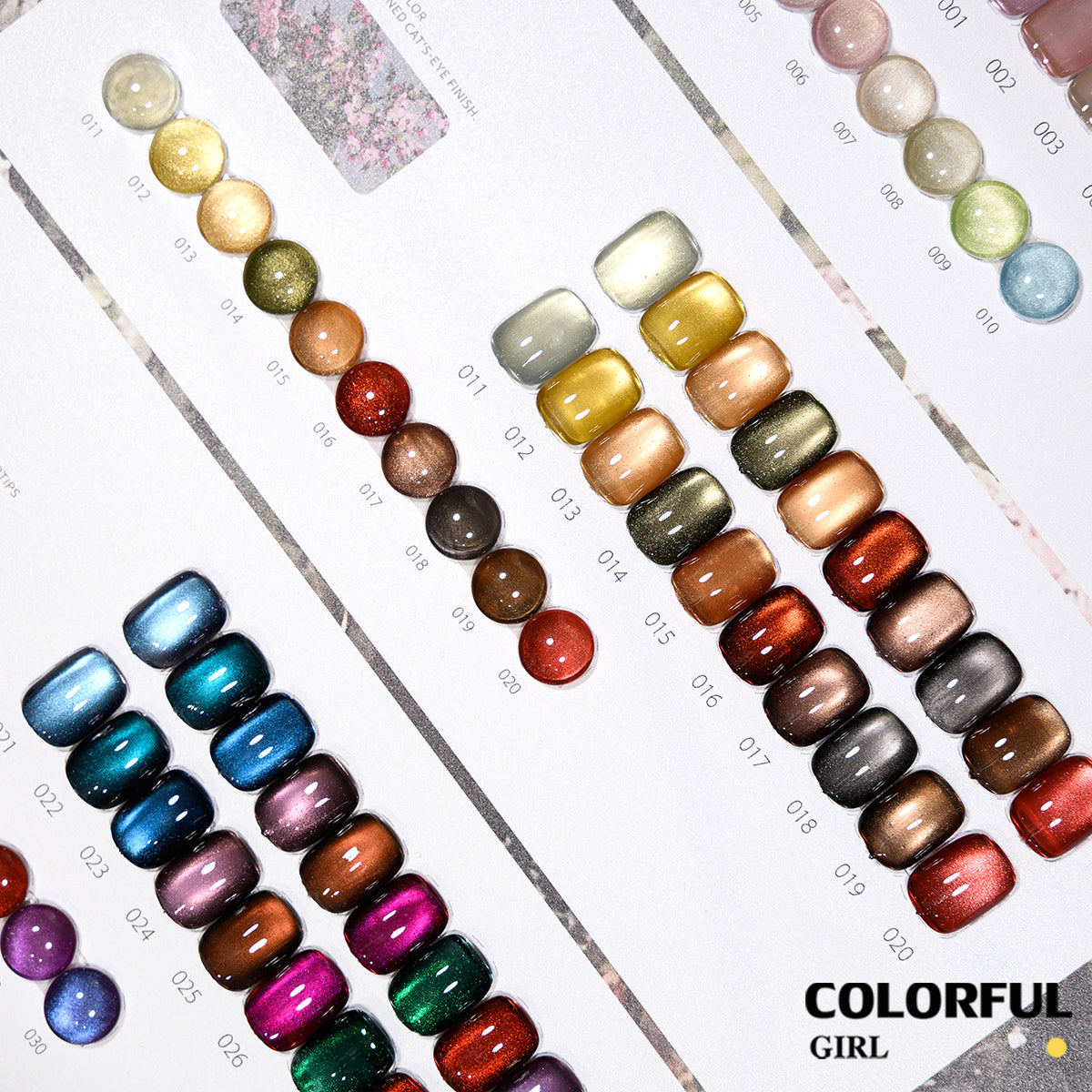【พร้อมส่ง】COLORFUL GIRL 30 สี ✨ สีเจลแคทอายเนื้อซาติน + สีเจลแคทอายลูกแก้ว ครบเซ็ต 30 สี  ติดทนนาน เงางามประกายหรูหรา เหมาะสำหรับร้านทำเล็บมืออาชีพและใช้ส่วนตัว แถมฟรีชาร์ทสี Cat Eye 30 สี (ทามาให้แล้ว พร้อมใช้งาน)