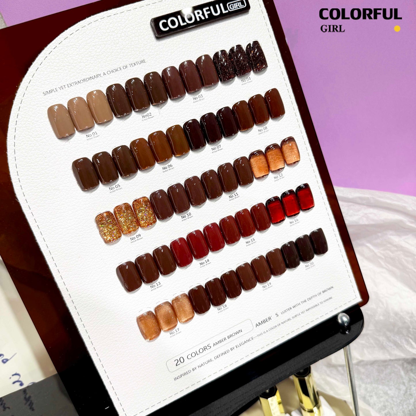 Colorful Girl 20 สี /  โทนน้ำตาลและโทนแดง / สีไซรัป สีพื้น สีลูกแก้ว สีแฟลช  ฟรีชาร์ทสี