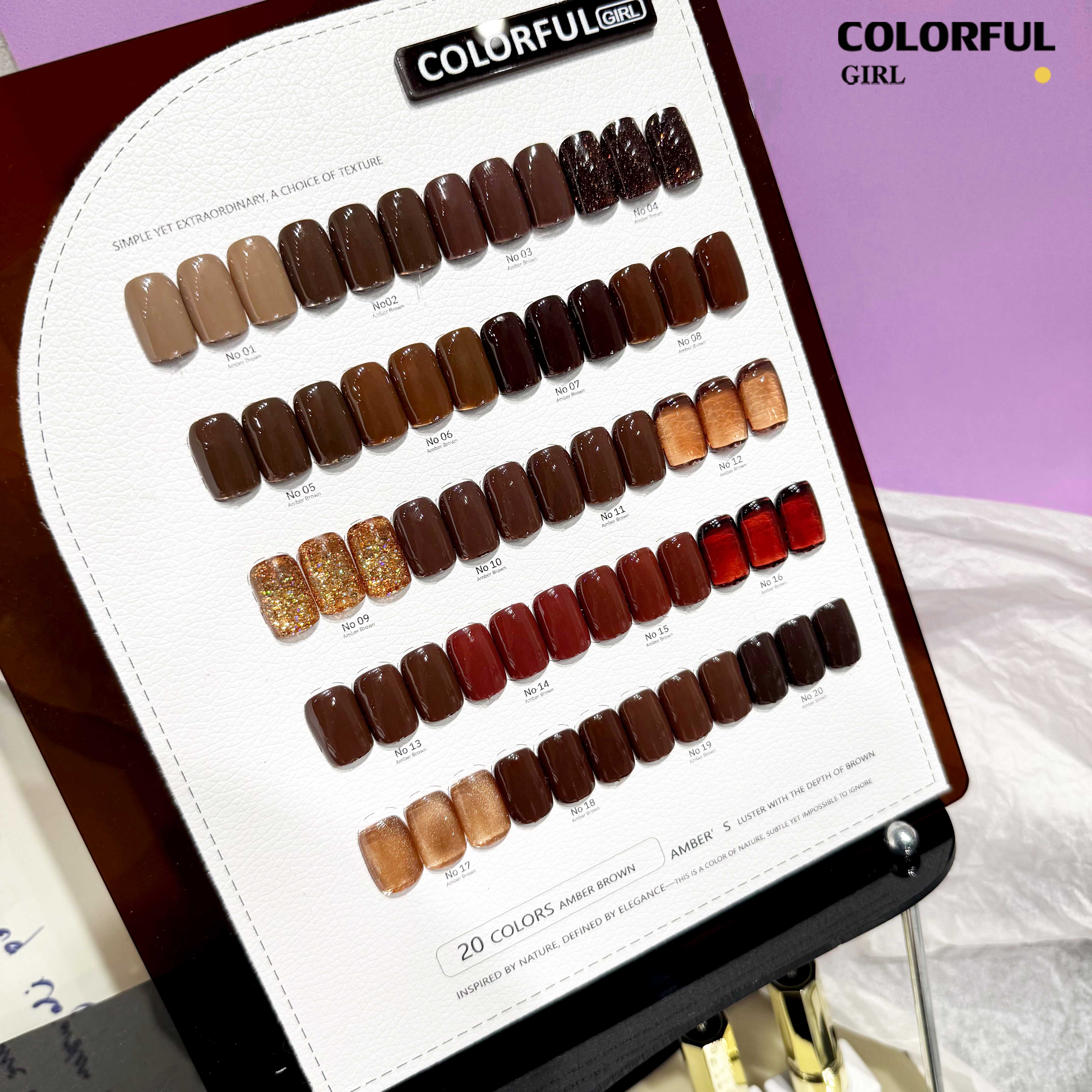Colorful Girl 20 สี /  โทนน้ำตาลและโทนแดง / สีไซรัป สีพื้น สีลูกแก้ว สีแฟลช  ฟรีชาร์ทสี