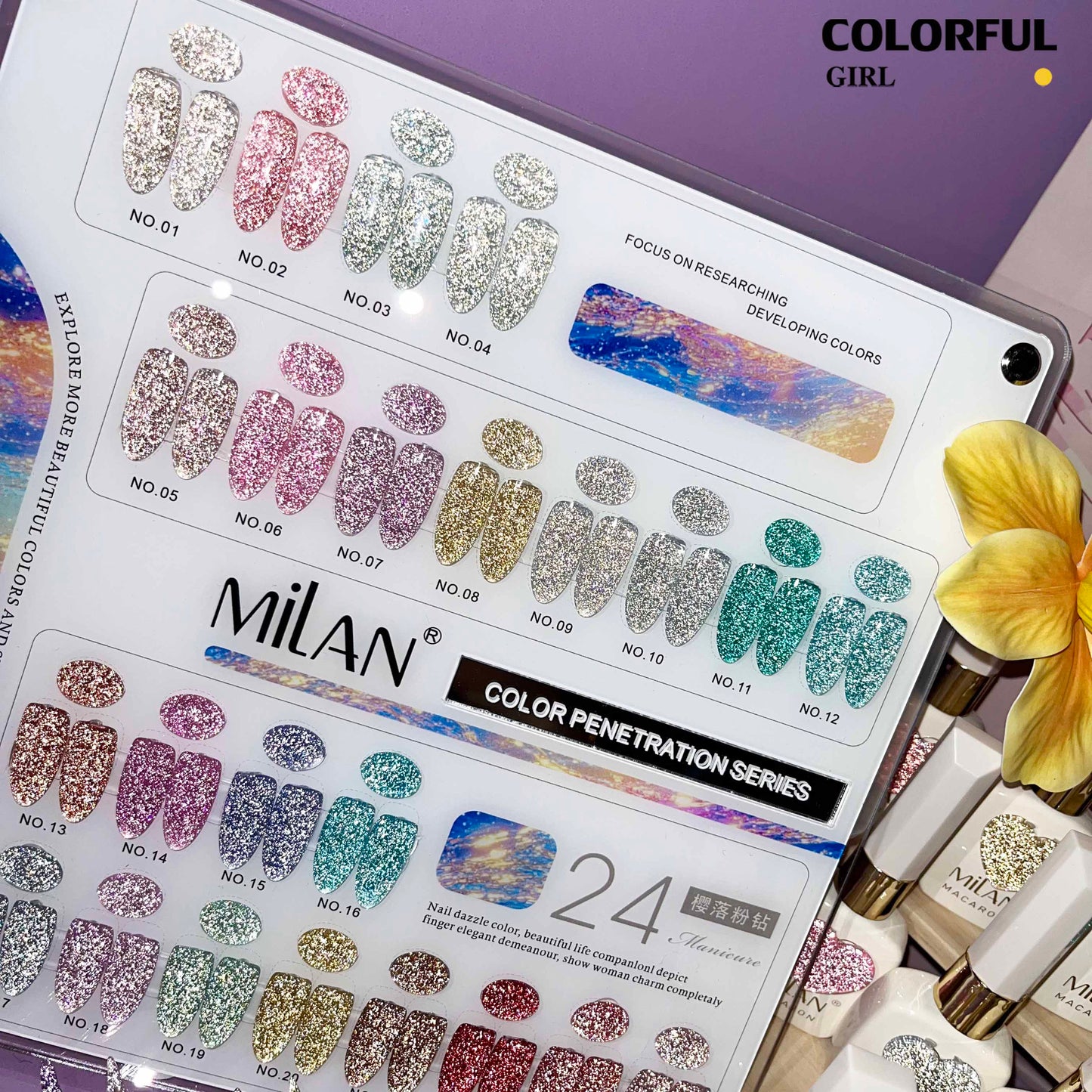 【พร้อมส่ง】MILAN สีเจลแฟลช 24สี (milan)สีเจลทาเล็บ สี แถม ชาร์ทสี ยาทาเล็บเจล  ชุดสี 20สี + ฟรีชาร์ทสี