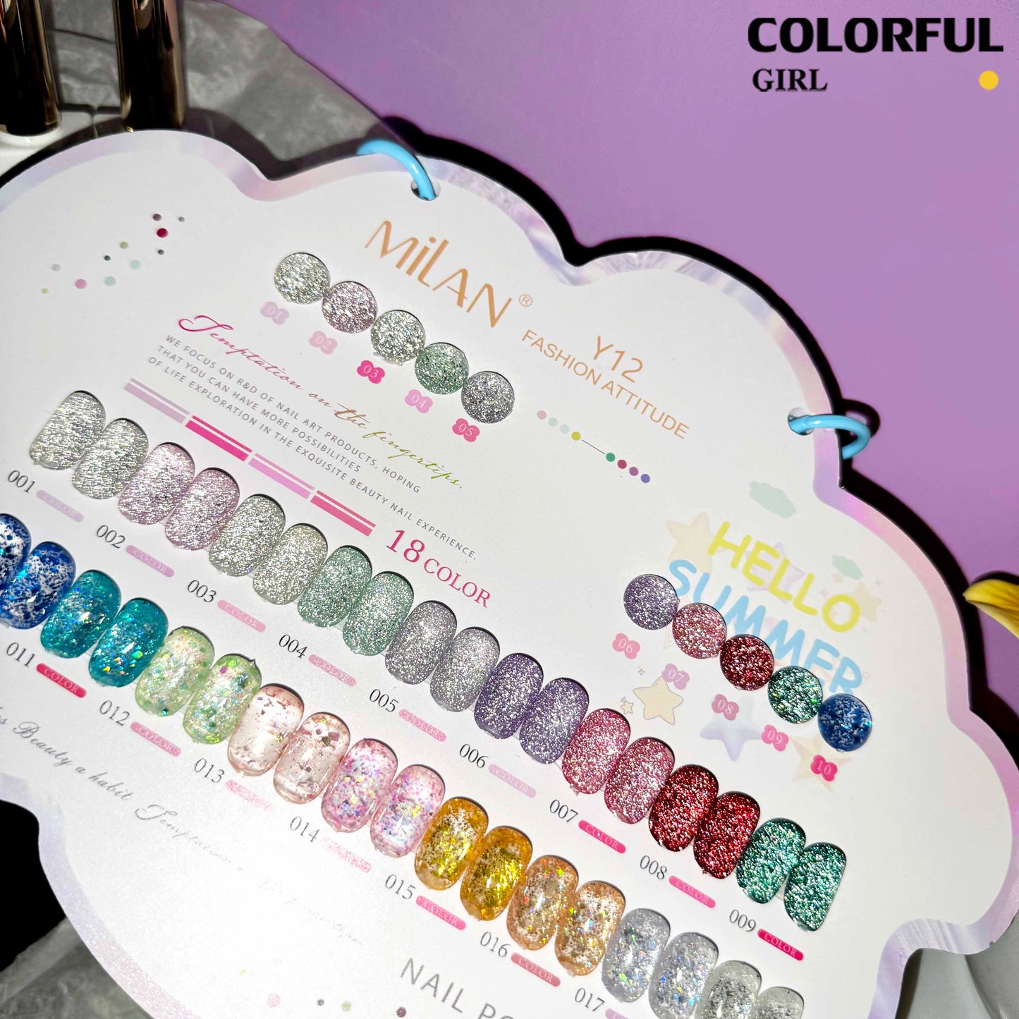 【พร้อมส่ง】💅MILAN  สีเจลแฟลช +สีเจลกลิซเตอร์ 18 สี✨ เนื้อเจลวิ้งละเอียด สีแน่น เงางาม ติดทนนาน แถมชาร์ทสี💎