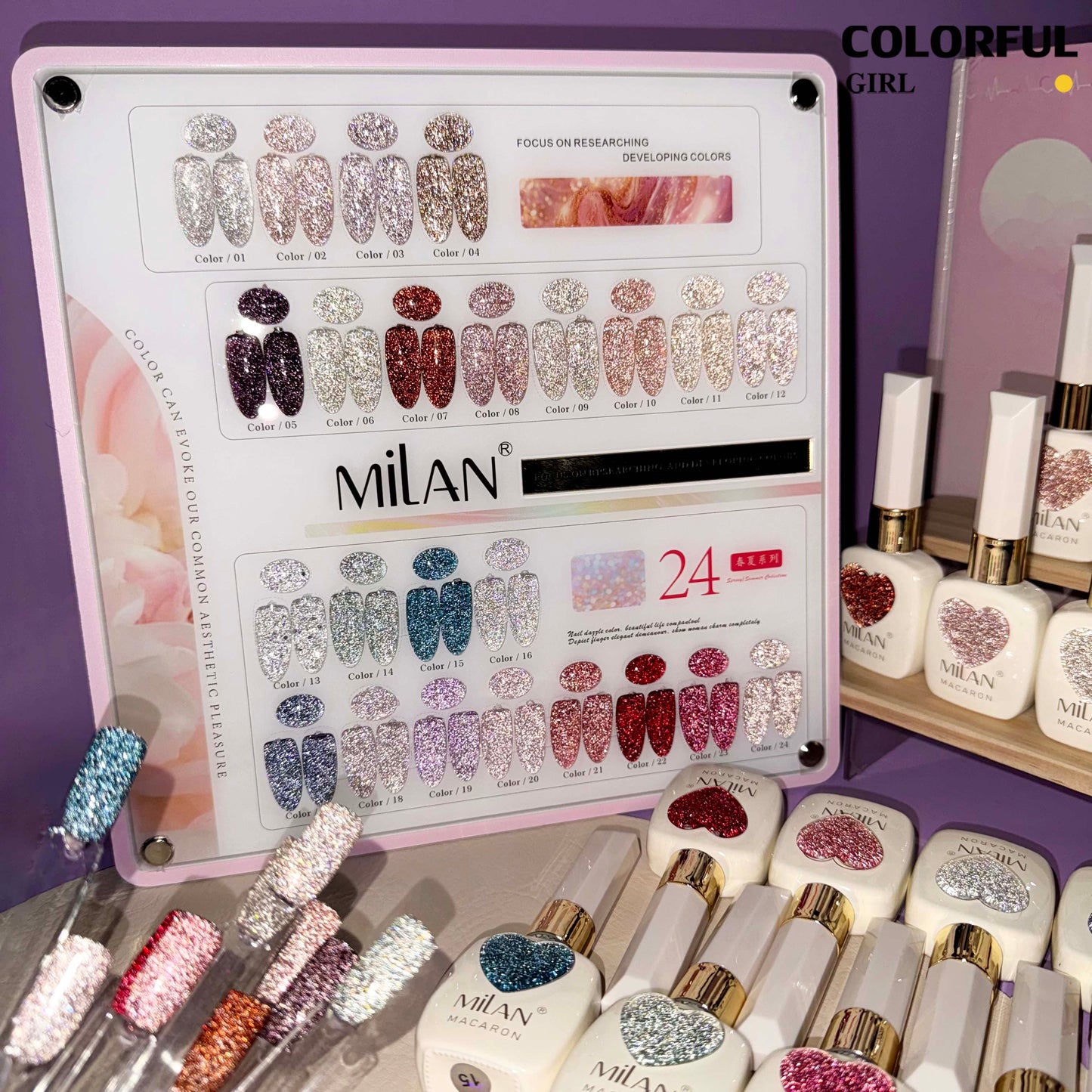 【พร้อมส่ง】MILAN C19สีเจลแฟลช 24สี (milan)สีเจลทาเล็บ สี แถม ชาร์ทสี ยาทาเล็บเจล ชุดสี 24สี + ฟรีชาร์ทสี