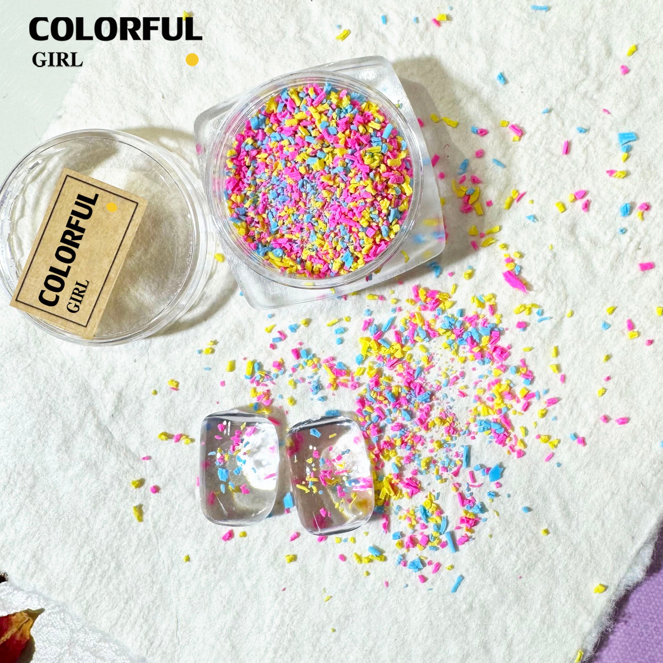 FUN BEADS สไตล์เกาหลี อะไหล่แต่งเล็บ หลากสี แบบกระปุก