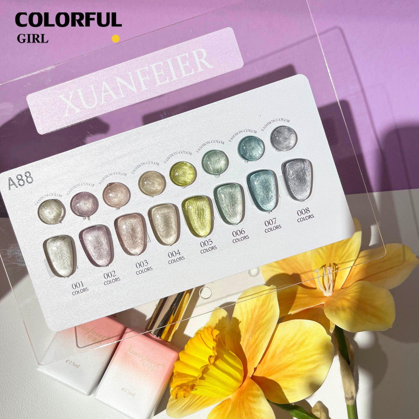 พร้อมส่งในไทย 《 XUANFEIER 》8 สี สีเจลแคทอายเนื้อซาติน สีเจลทาเล็บแคทอาย    สีลูกแก้วแคทอาย สีลูกแก้ว ส่งไว!แผนภูมิอะคริลิคพร้อมสต็อก