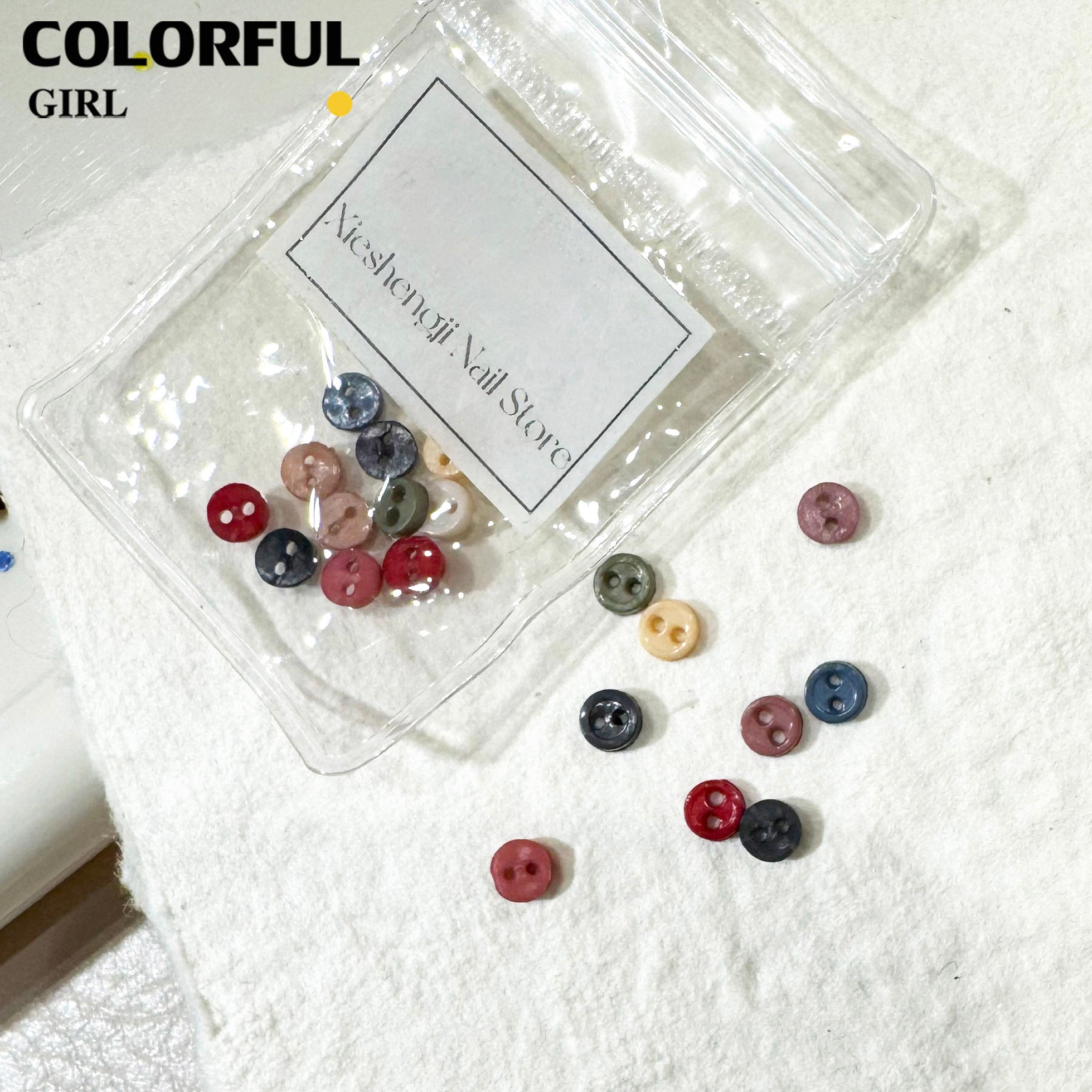 FUN BEADS สไตล์เกาหลี อะไหล่แต่งเล็บ หลากสี แบบกระปุก