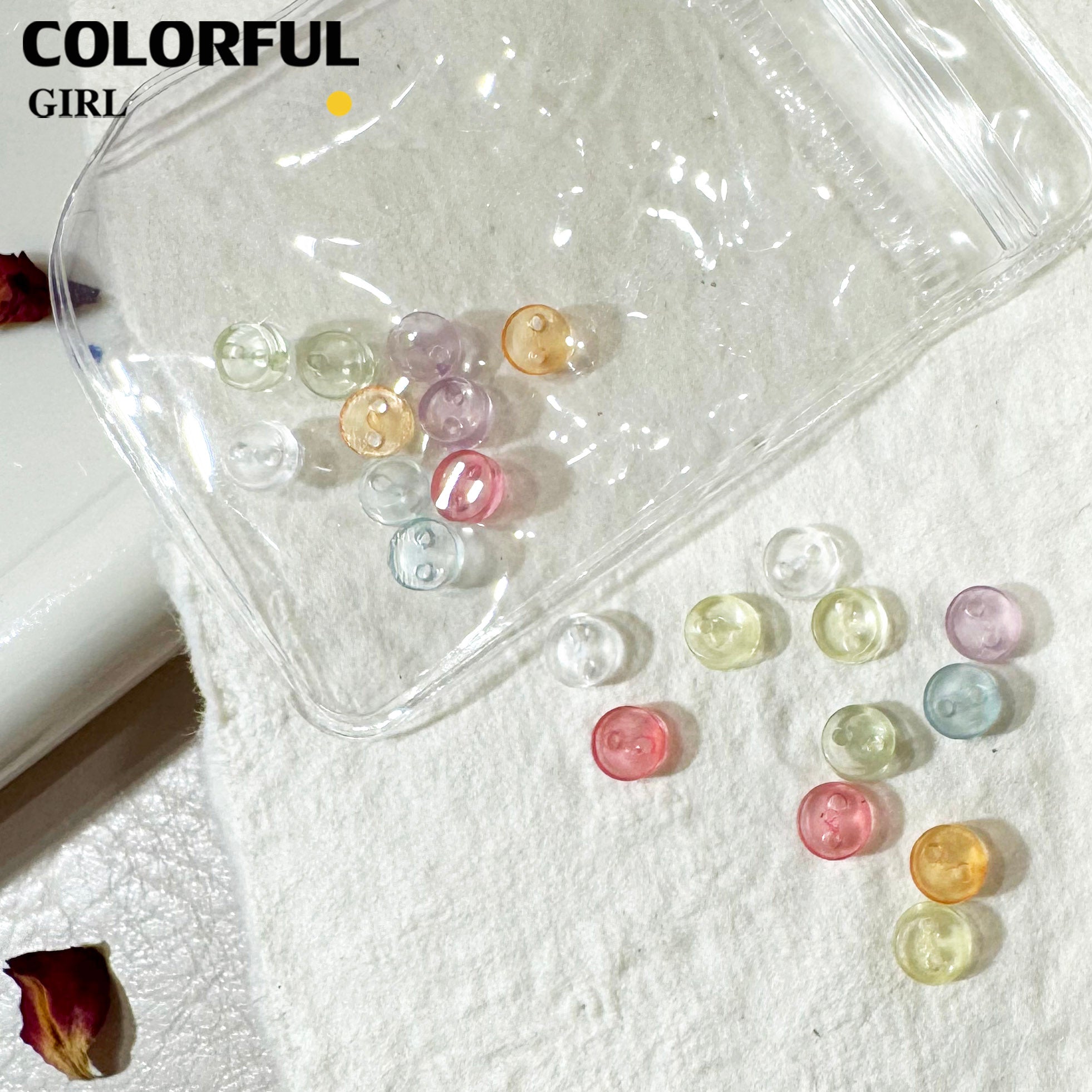 FUN BEADS สไตล์เกาหลี อะไหล่แต่งเล็บ หลากสี แบบกระปุก