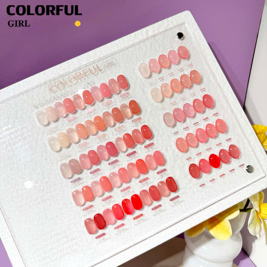 【พร้อมส่ง】COLORFUL GIRL เจลไซรัปรุ่นใหม่ 25 สี ฟรีชุดชาร์จ โทนชมพู Ice Peach สีสวยทาง่าย ไม่บาง แถมชาร์ทสีธรรมชาติคล้ายสีผิว