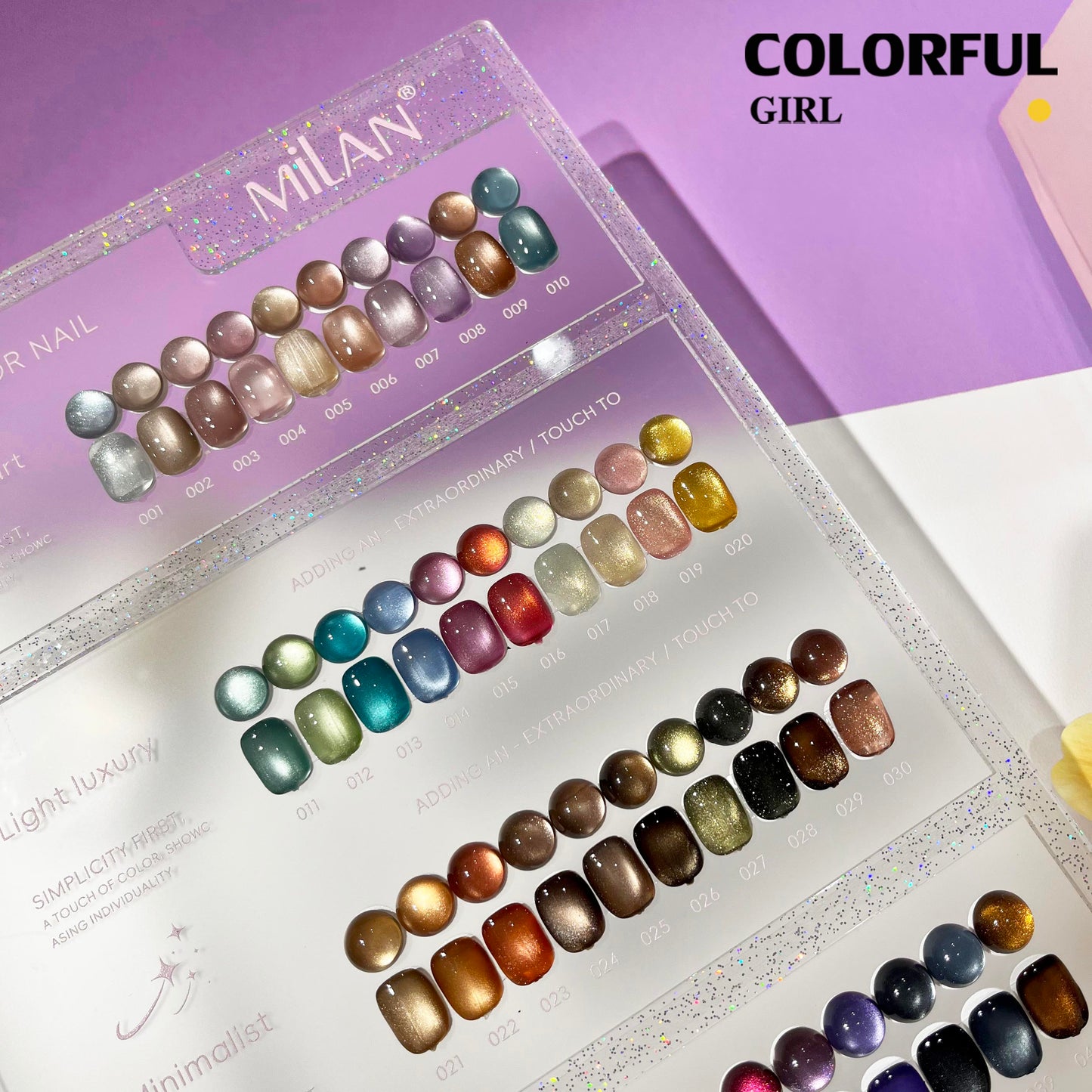 MILAN 40 สี สีเจลแคทอายเนื้อซาติน+สีเจลแคทอาย  แถมฟรีชาร์ทสี