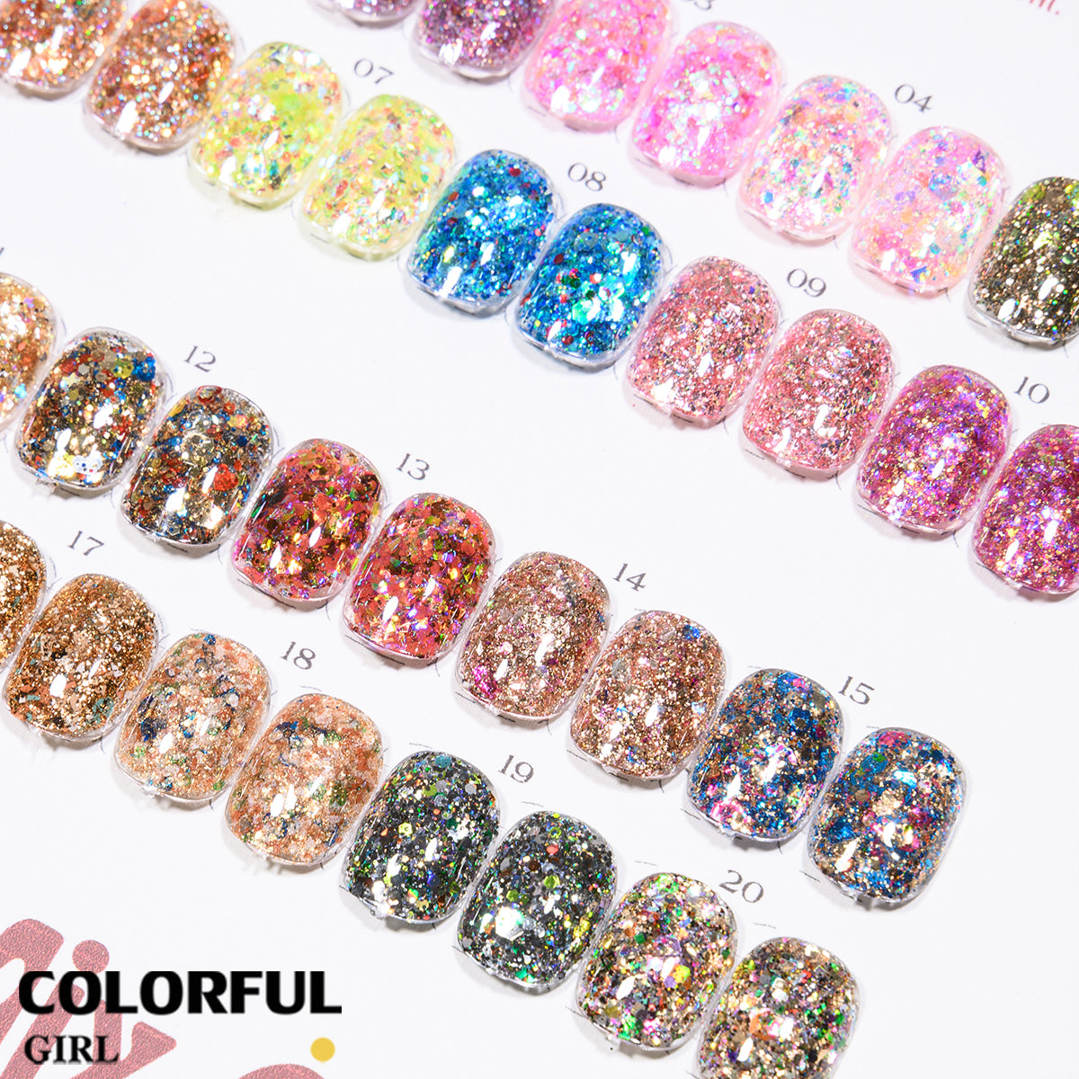 COLORFUL GIRL มีให้เลือก 40 สี ผงกลิตเตอร์ล็บสูตรพิเศษ  กลิตเตอร์ใหญ่-เล็ก ผสมเปลือกหอย ผงโอปอล ออโรร่า