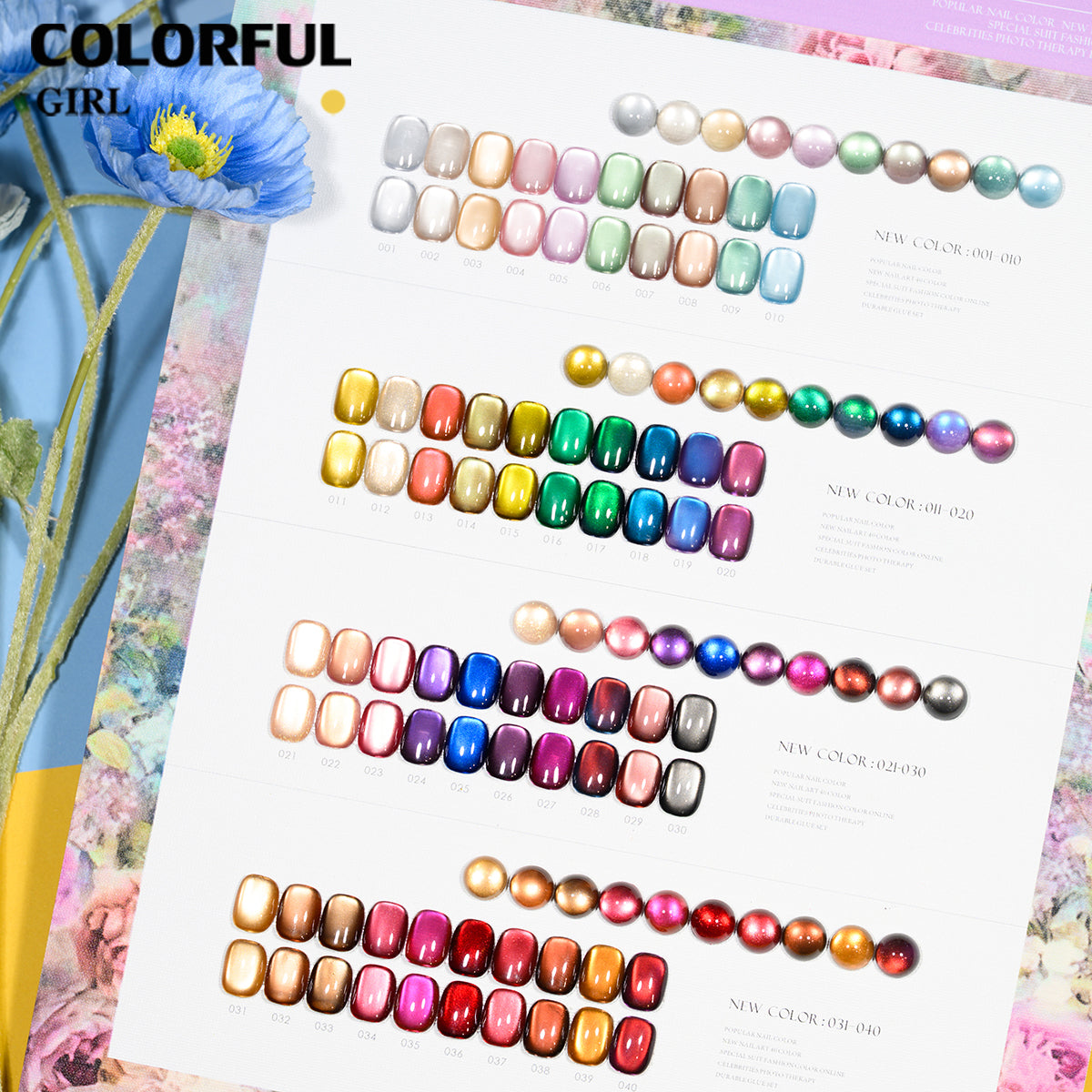 MILAN 40สี เจลแคทอาย + สีเจลแคทอายเนื้อซาติน ฟรีชาร์ทสี