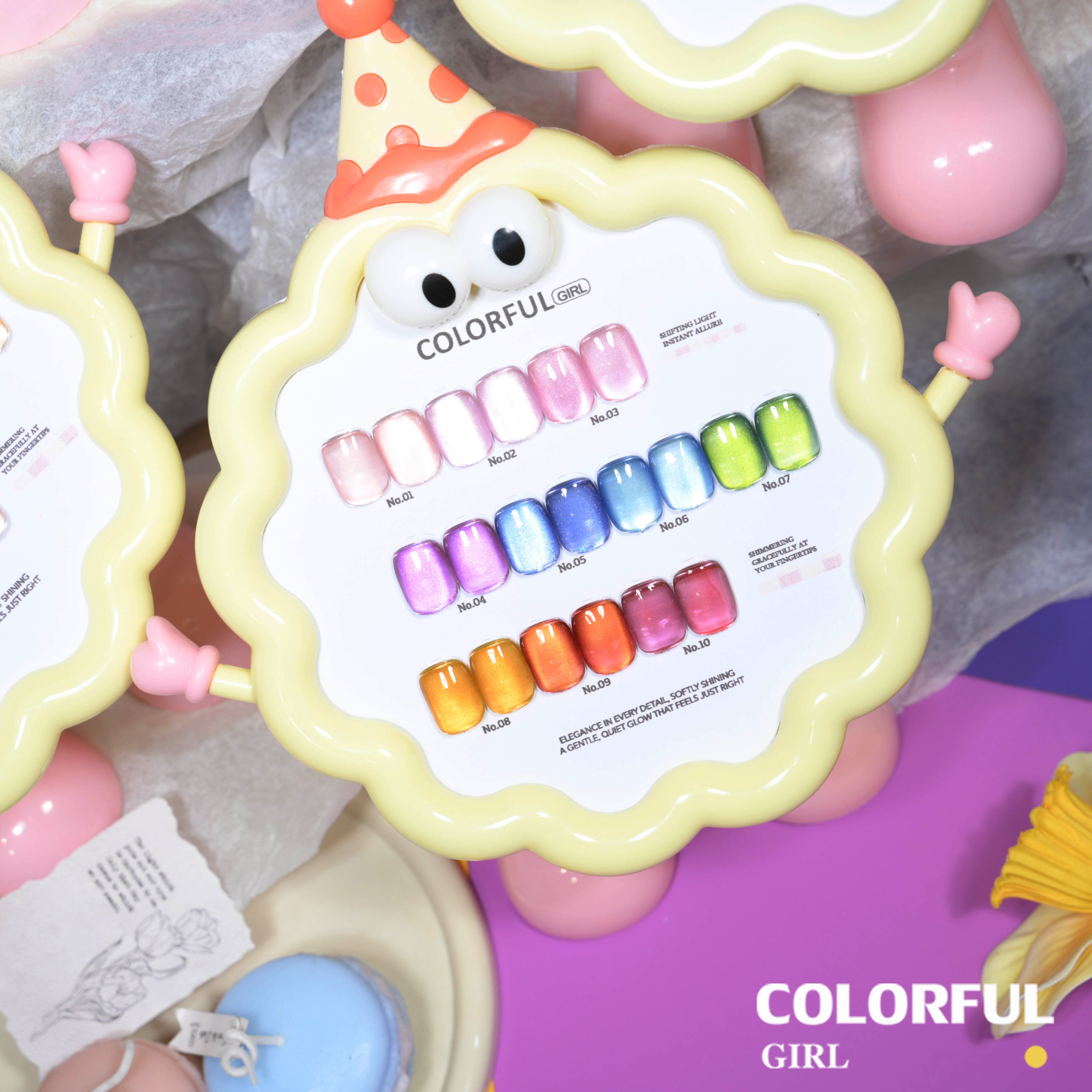 COLORFUL GIRL สีเจลแคทอาย 10 สี ✨ ฟีลซอฟต์มินนี่ลูกกวาดสุดน่ารัก｜เจลลูกแก้วฉ่ำ ๆ แบบเยลลี่｜โทนสีสาวน่ารักสดใส 💛 (ทามาให้แล้ว พร้อมใช้งาน)