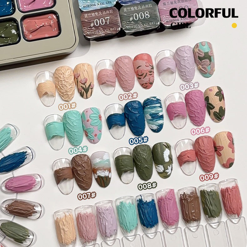 ✨พร้อมส่ง✨ OIL PAINTING TEXTURE GEL ญี่ปุ่นเล็บแกะสลักกาวแกะสลักดินน้ำมันยูวีเจลจิตรกรรม 5d นูนเจลเล็บอุปกรณ์สำหรับมืออาชีพ 9 สี