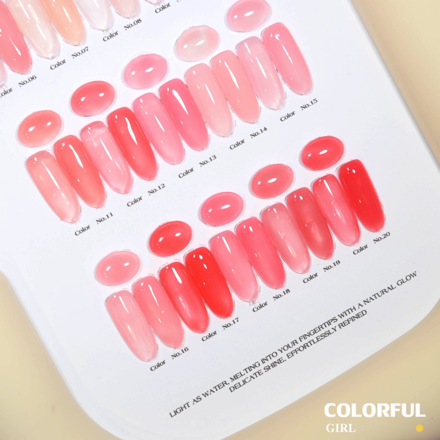 【พร้อมส่ง】💅 สีเจลไซรัป สีทาเล็บเจล Colorful Girl เซต 20 สี ✨ โทนชมพูพีช Ice Peach หวานละมุน ฟีลลูกคุณหนู ดูมือขาวขับผิว สีแน่นเงาสวย ติดทนนาน 💖 ฟรีชาร์ตสี ซีรีส์ Sweet Nude Pink พร้อมใช้งาน