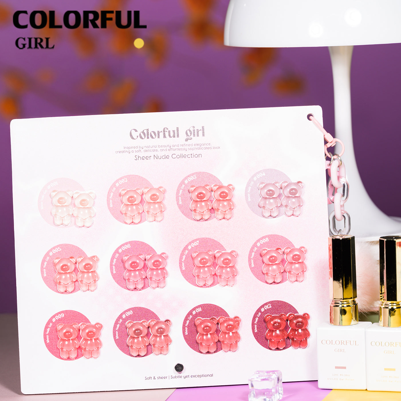 【พร้อมส่ง】💅 สีทาเล็บเจล Colorful Girl ✦ เซต 12 สี ✦ โทนชมพู Ice Peach หวานละมุน ✦ แถมฟรีชาร์ตสี 💖ซีรีส์ Sweet Nude Pink