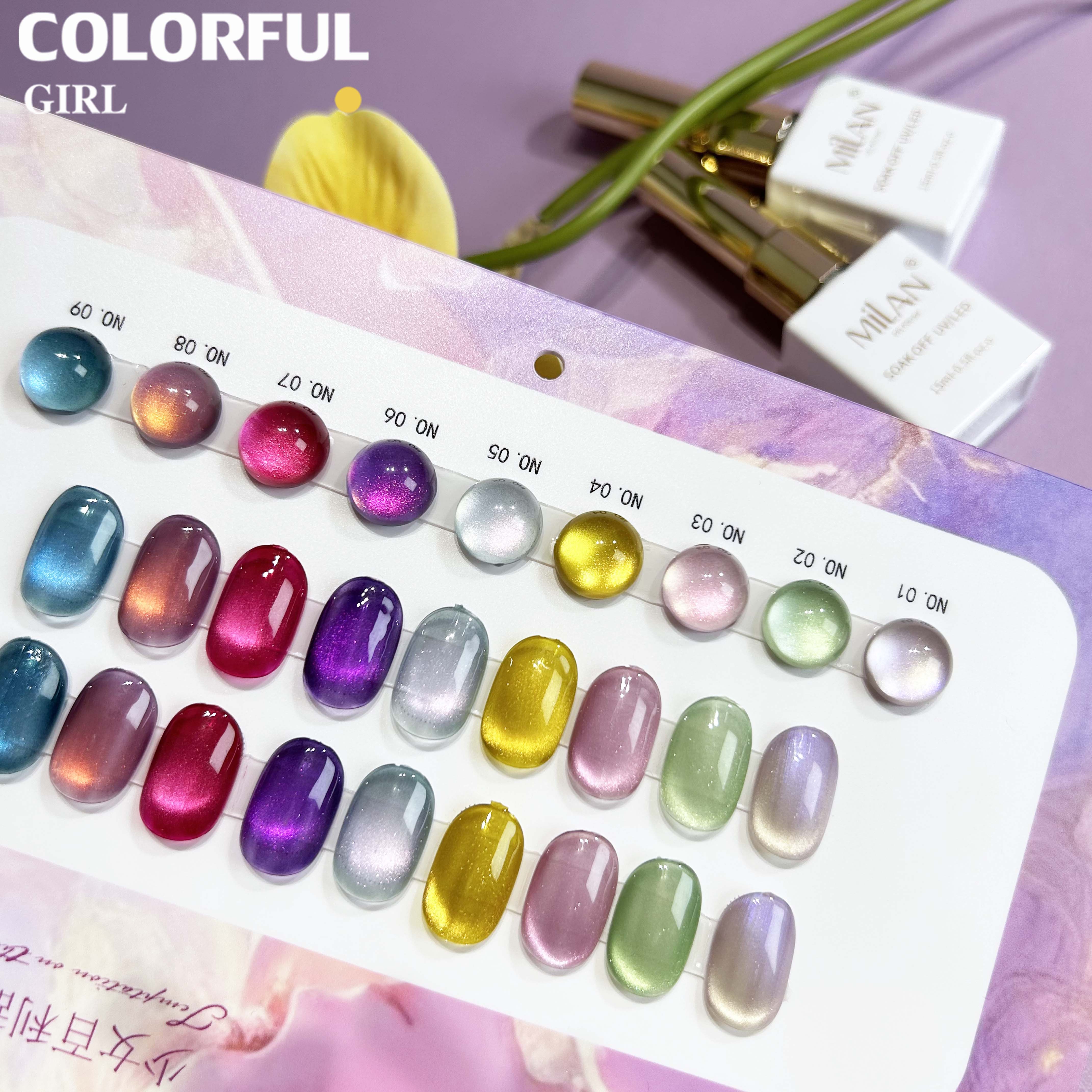 MILAN สีเจลแคทอายเนื้อซาติน 9 สีสุดฮิต | สีลูกแก้วแวววาว | แถมชาร์ตสีฟรี